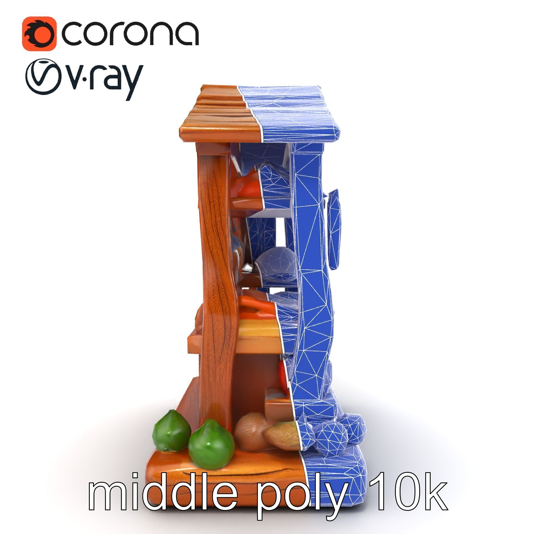 Rustic Village Market Food Stall model pack Low-poly 3D model_14