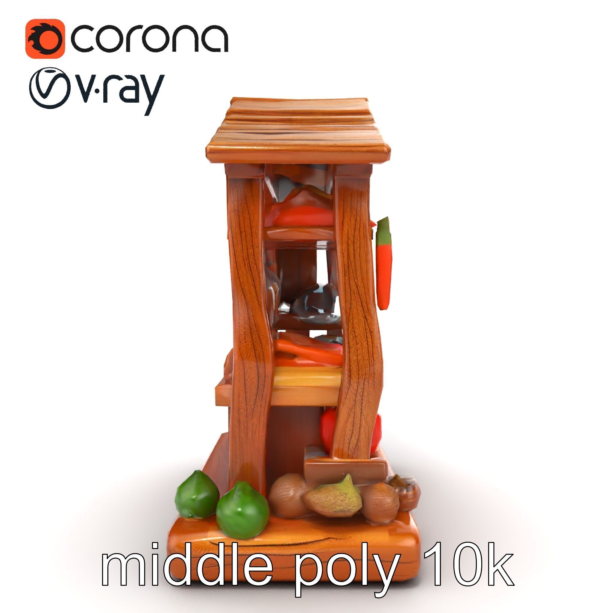 Rustic Village Market Food Stall model pack Low-poly 3D model_30
