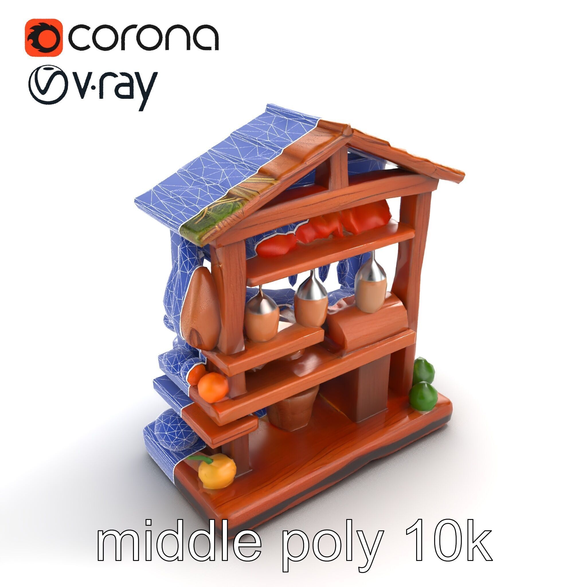 Rustic Village Market Food Stall model pack Low-poly 3D model_12