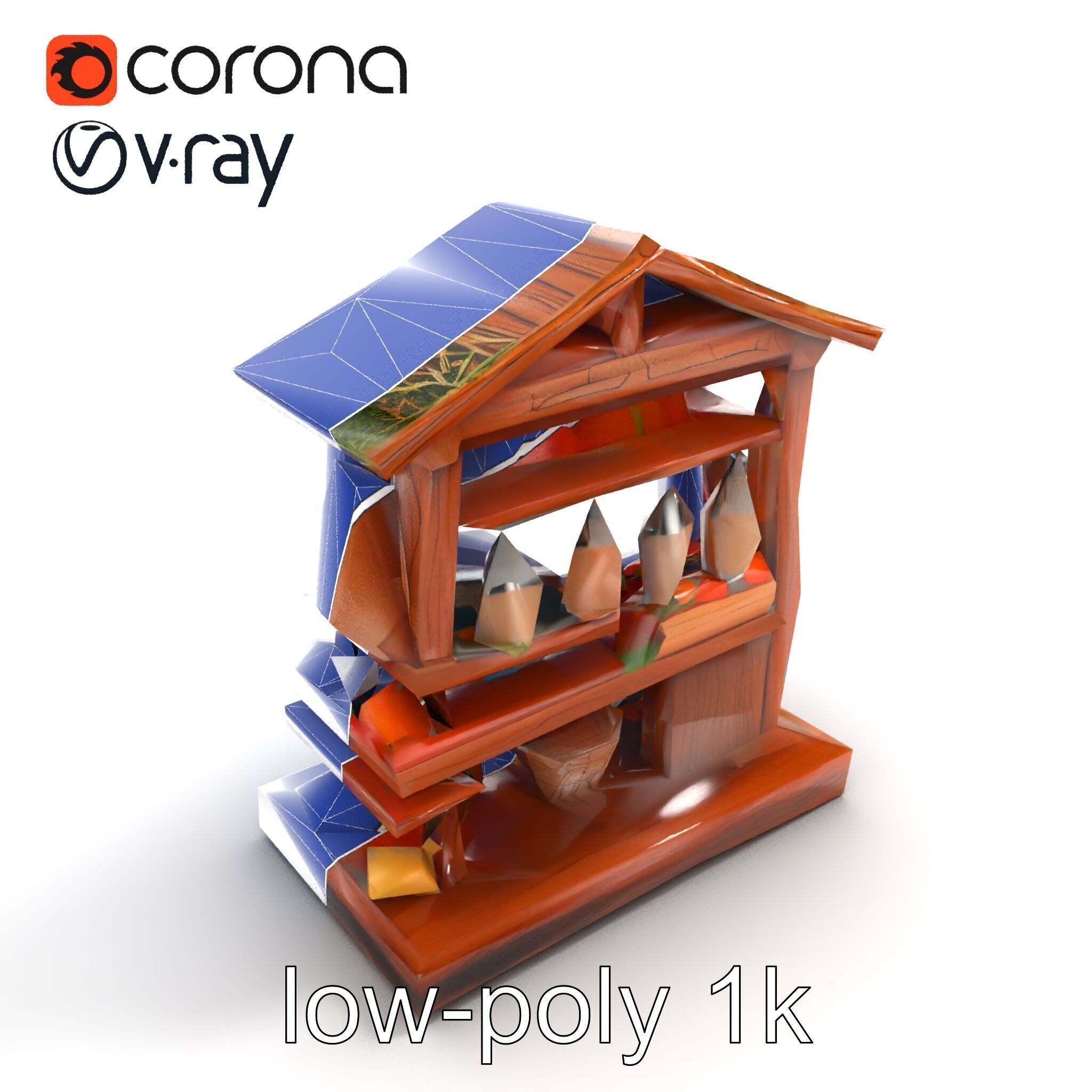 Rustic Village Market Food Stall model pack Low-poly 3D model_21