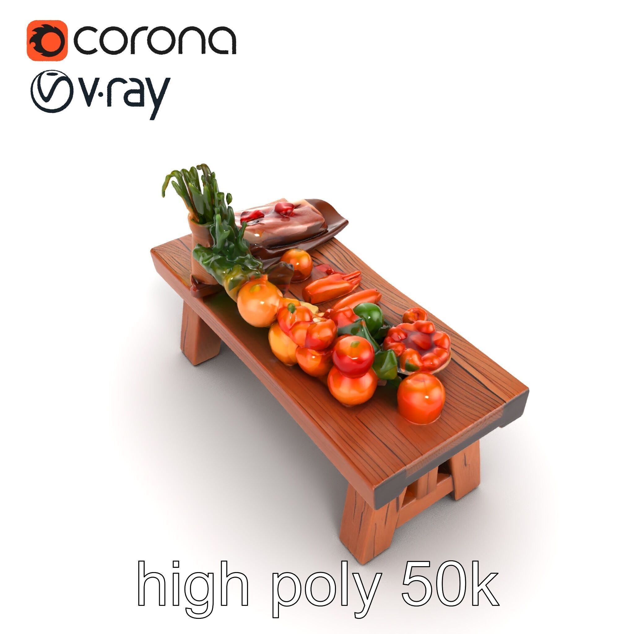 Authentic Agricultural Vendor Bench Rustic model pack Low-poly 3D model_16