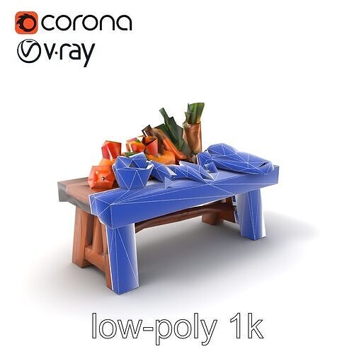 Authentic Agricultural Vendor Bench Rustic model pack Low-poly 3D model 7