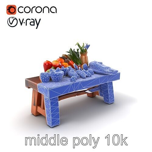 Authentic Agricultural Vendor Bench Rustic model pack Low-poly 3D model 6