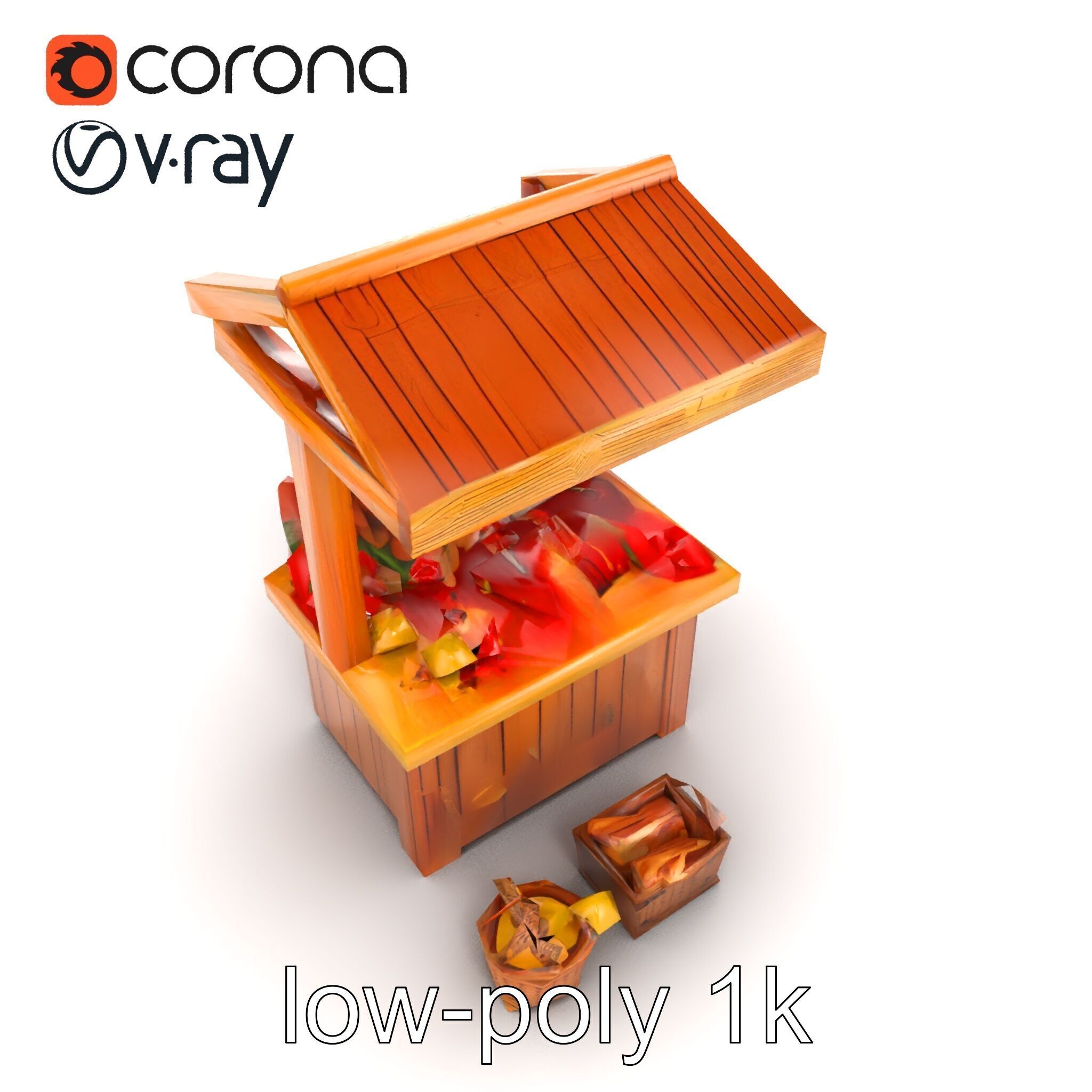 Rustic Bazaar Vendor Shelf Model Pack Low-poly 3D model_22