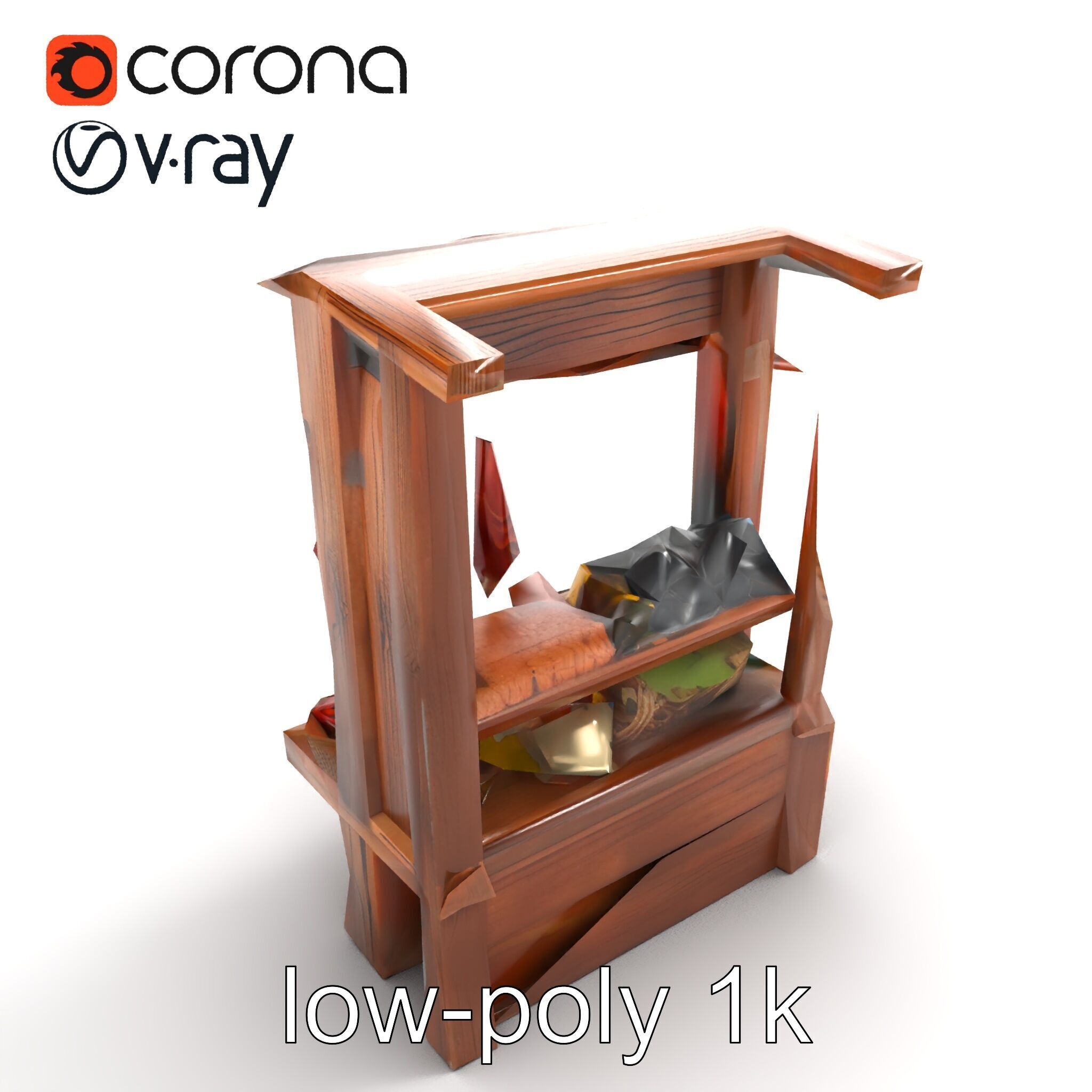 Rustic Bazaar Vendor Shelf Model Pack Low-poly 3D model_41