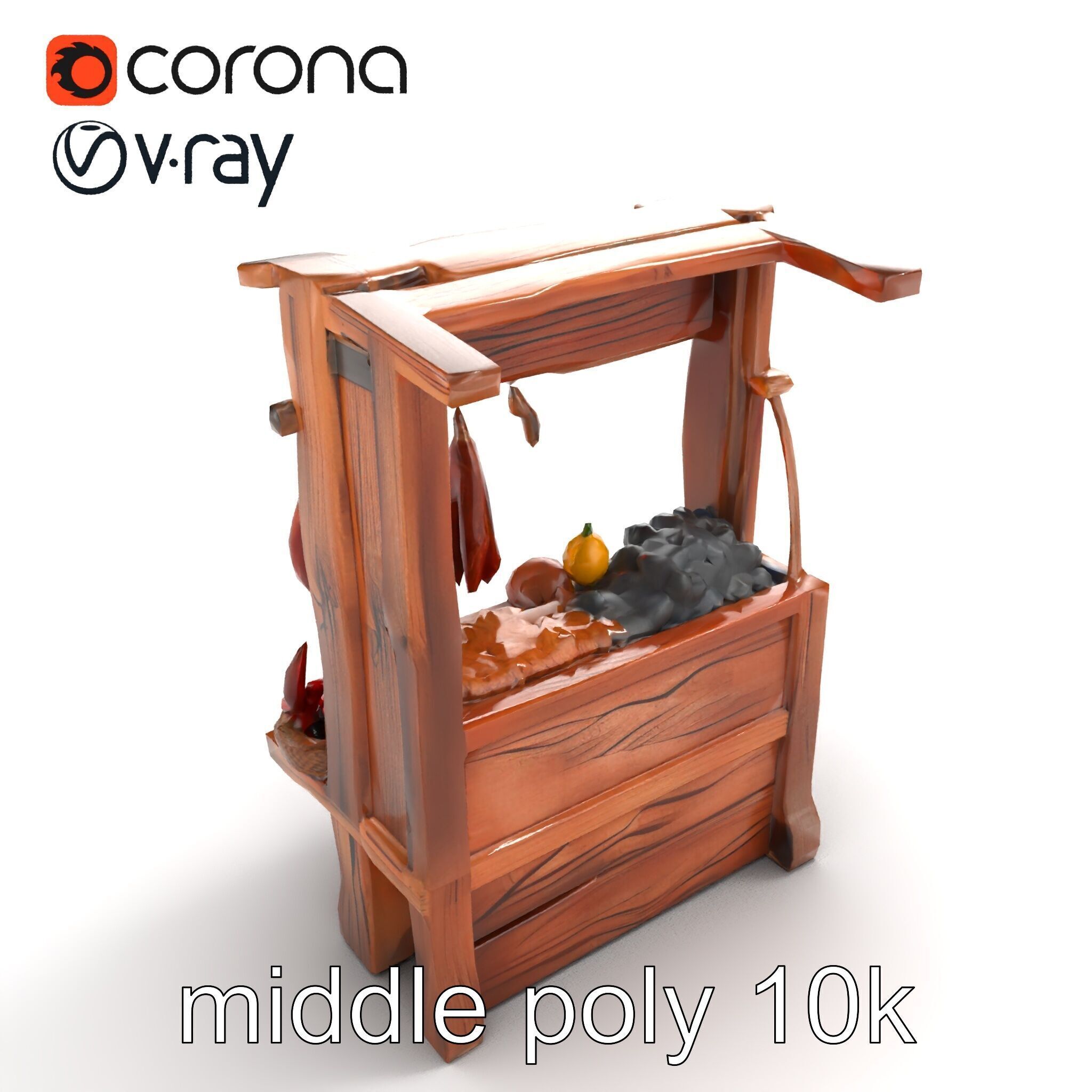 Rustic Bazaar Vendor Shelf Model Pack Low-poly 3D model_40