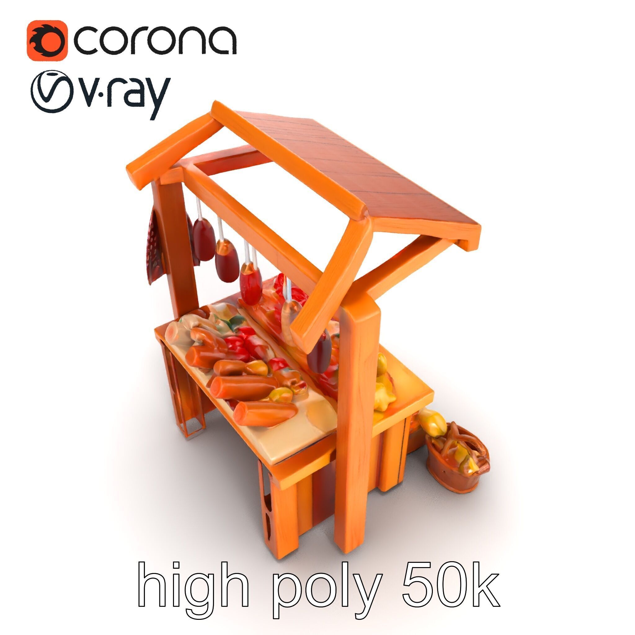 Rustic Bazaar Vendor Shelf Model Pack Low-poly 3D model_25