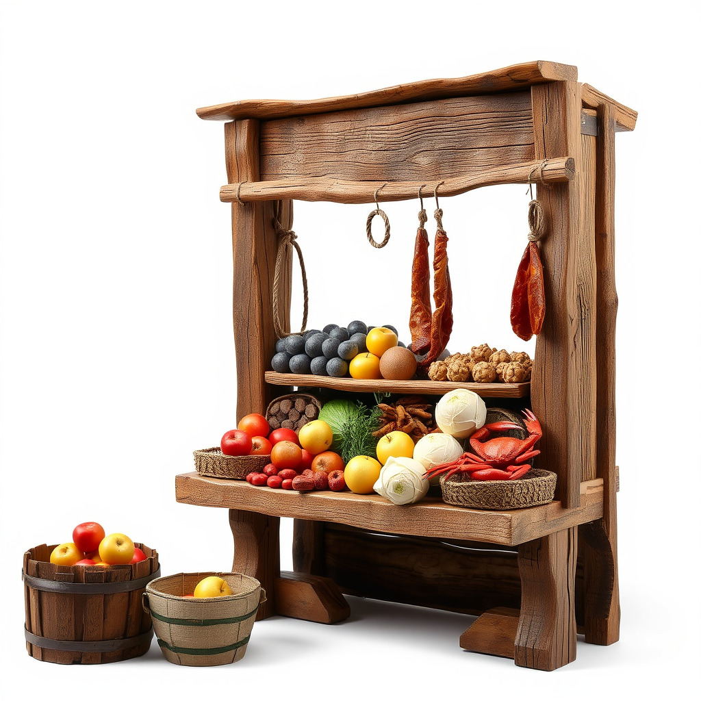 Rustic Bazaar Vendor Shelf Model Pack Low-poly 3D model_33