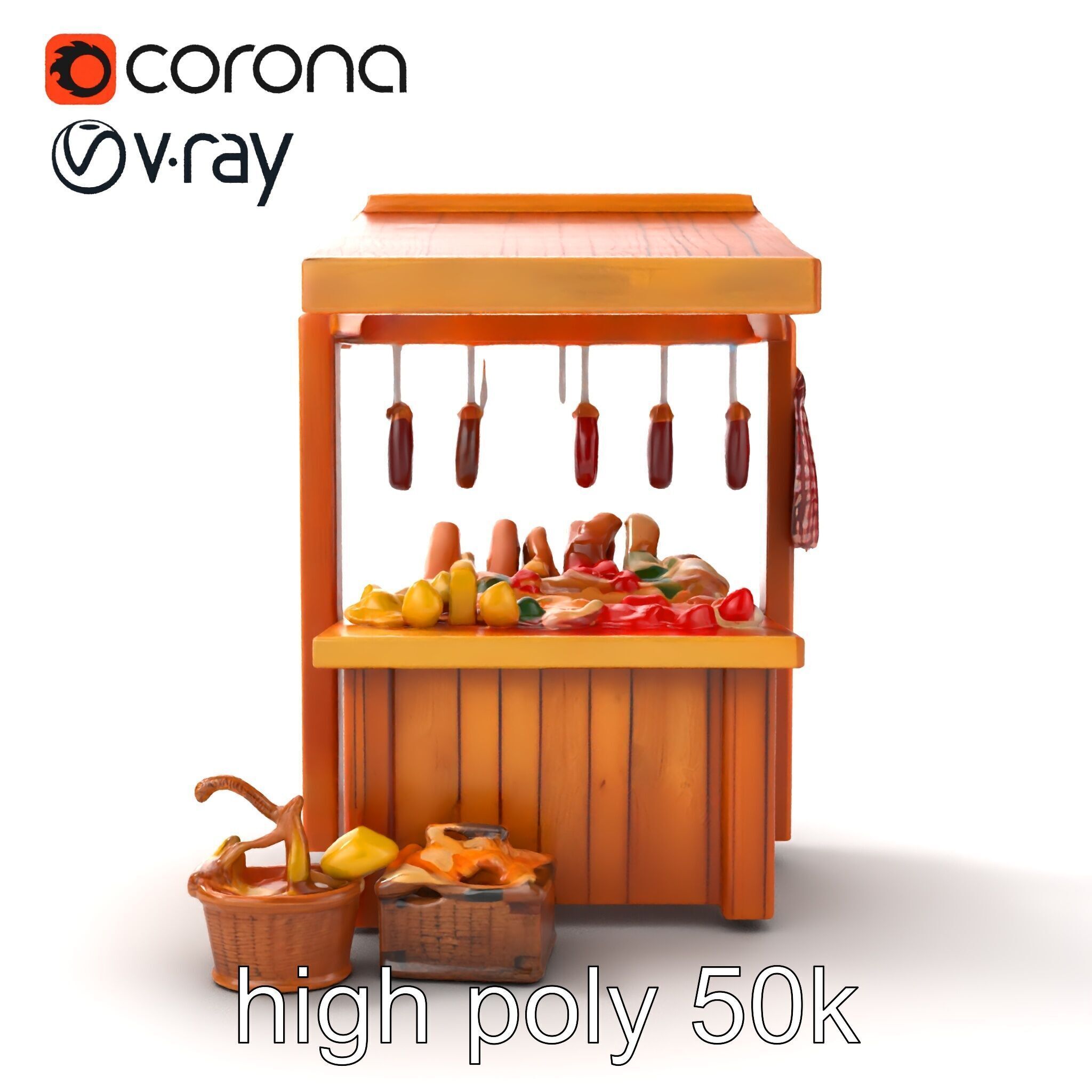 Rustic Bazaar Vendor Shelf Model Pack Low-poly 3D model_20