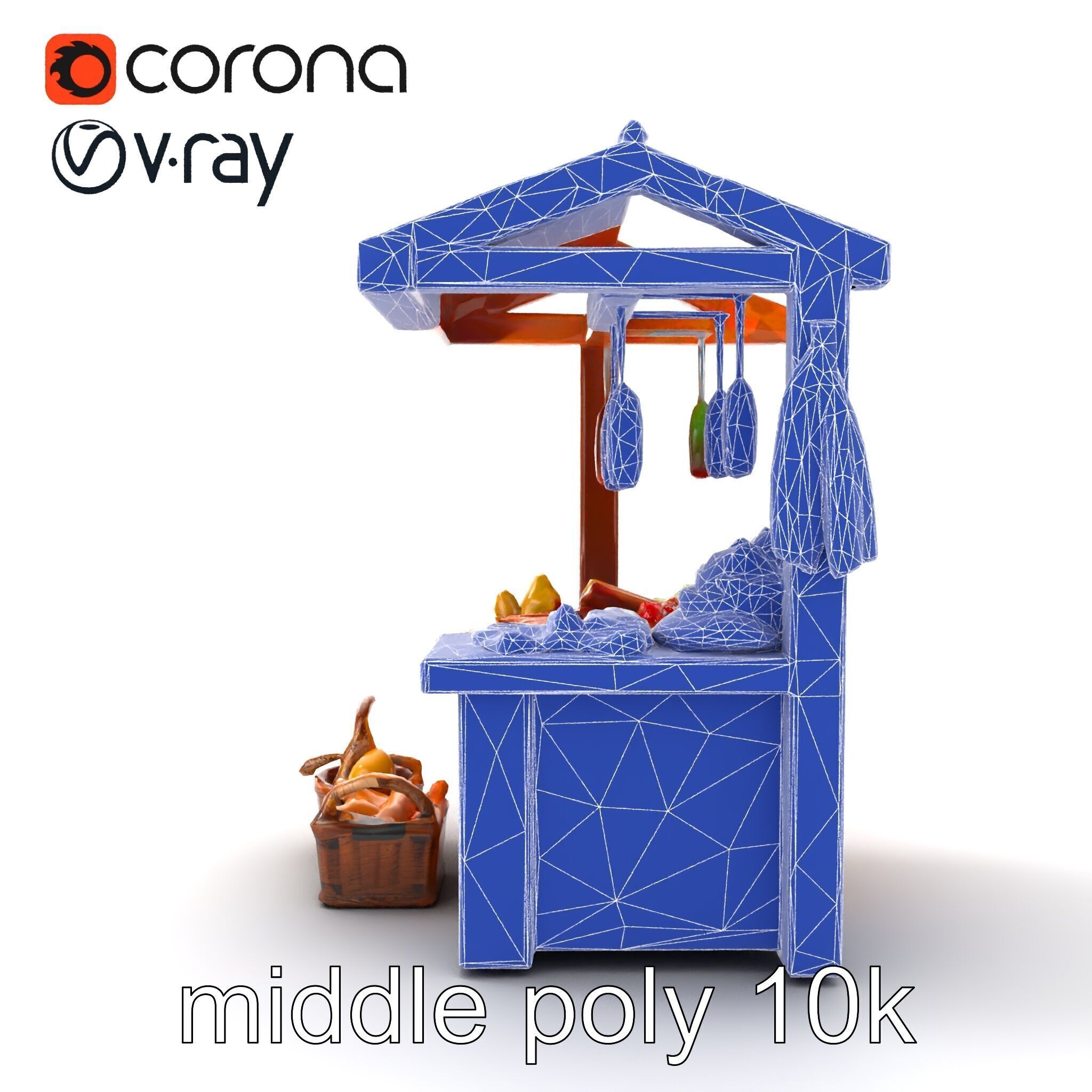 Rustic Bazaar Vendor Shelf Model Pack Low-poly 3D model_32
