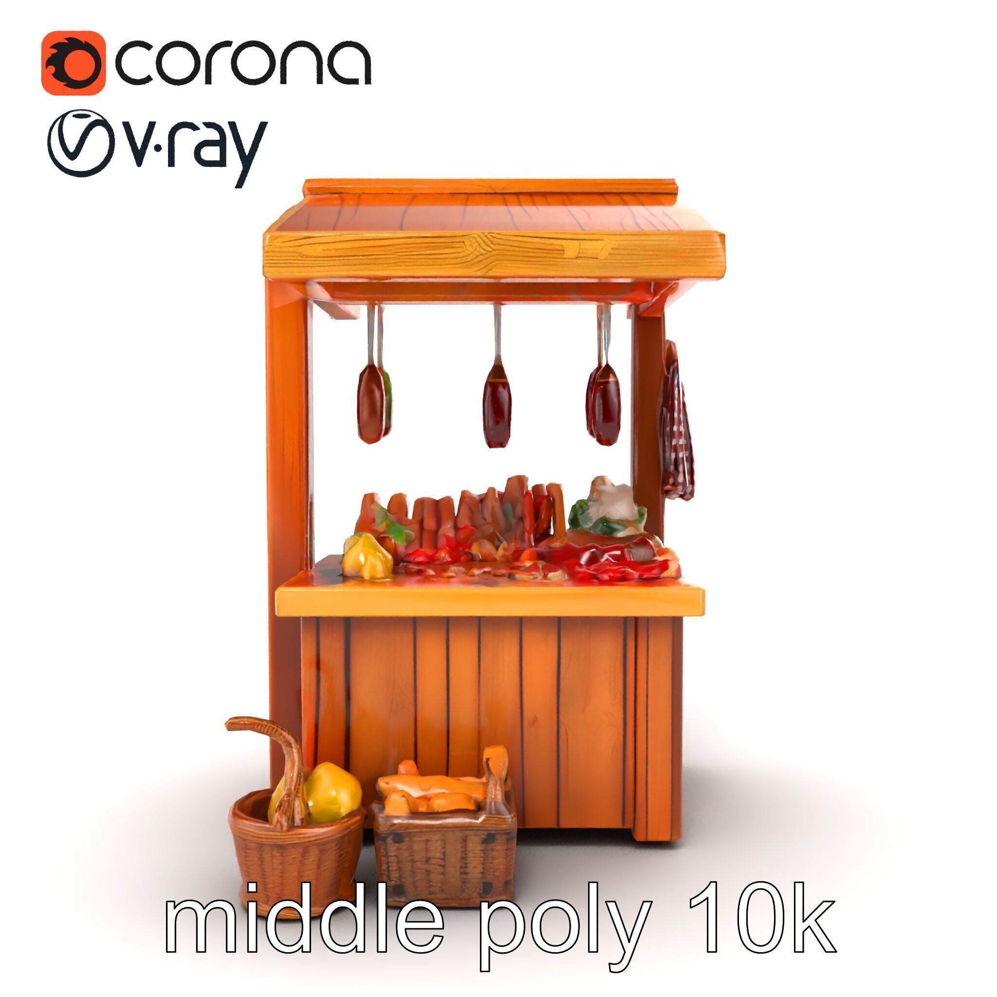 Rustic Bazaar Vendor Shelf Model Pack Low-poly 3D model_17
