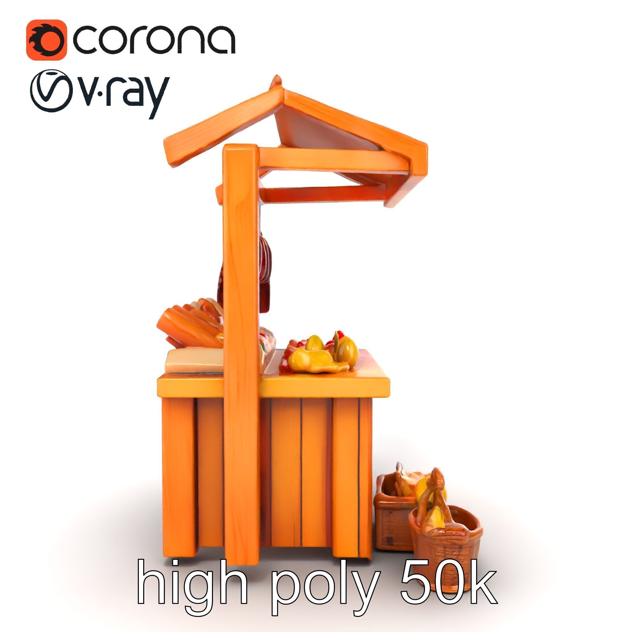 Rustic Bazaar Vendor Shelf Model Pack Low-poly 3D model_21