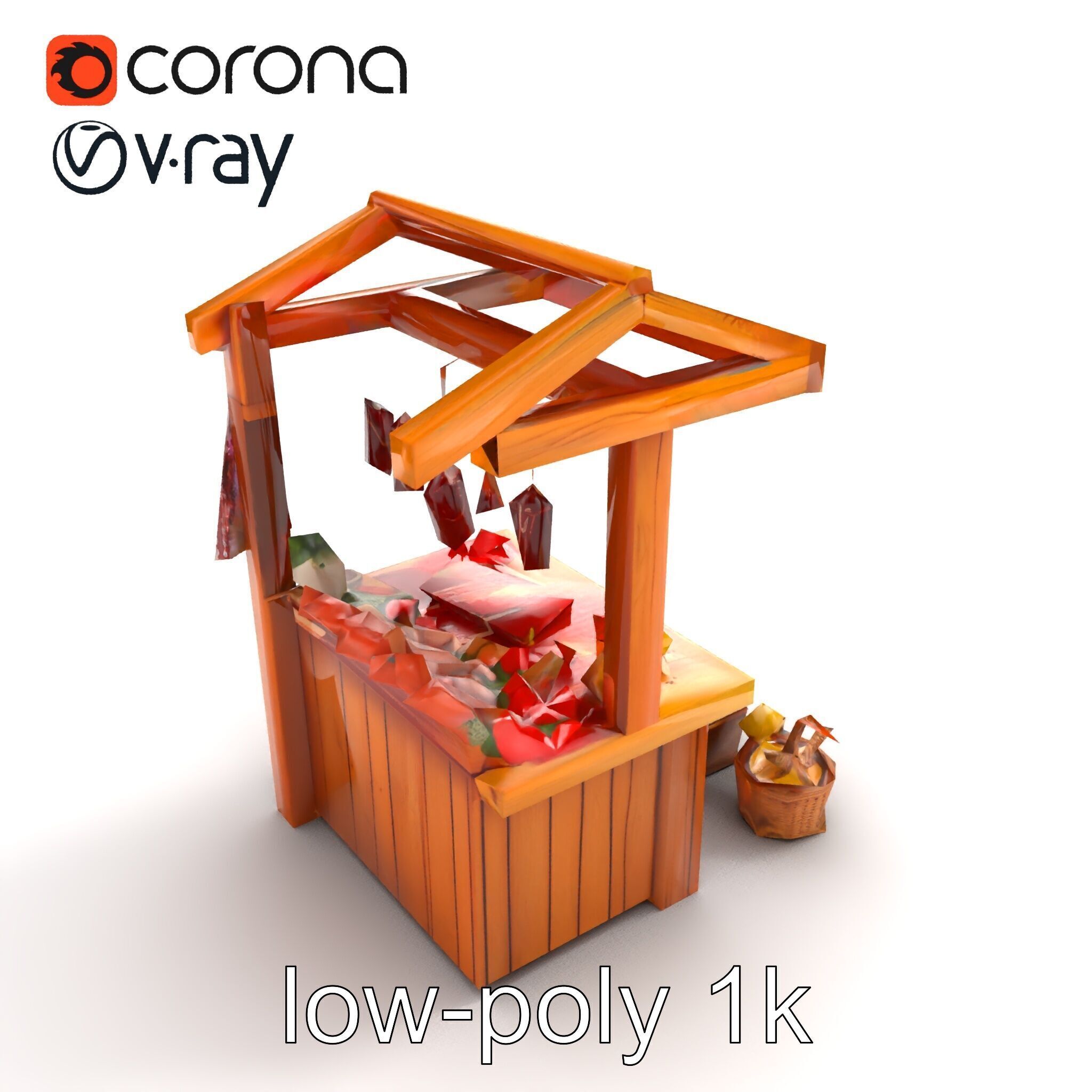 Rustic Bazaar Vendor Shelf Model Pack Low-poly 3D model_9