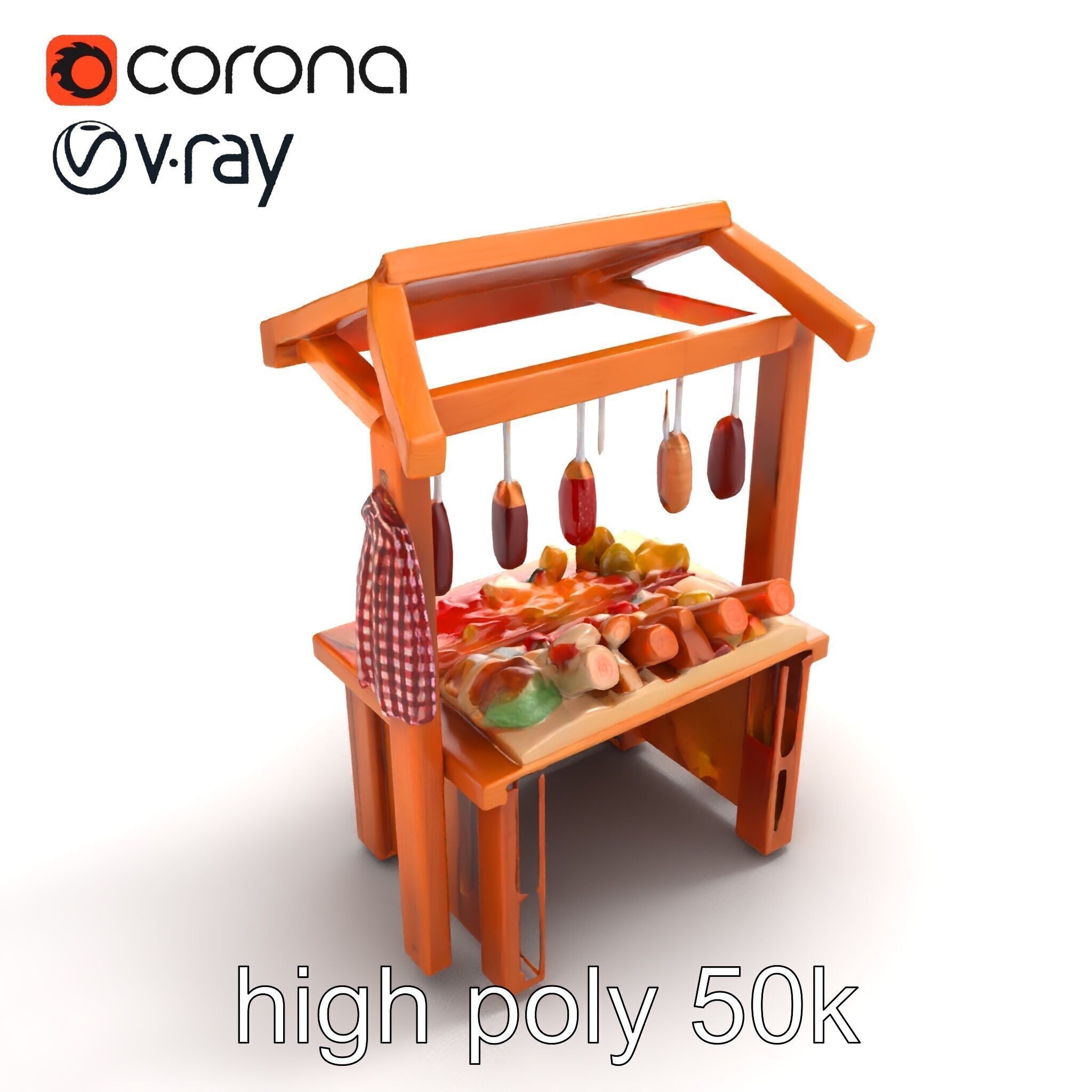 Rustic Bazaar Vendor Shelf Model Pack Low-poly 3D model_12