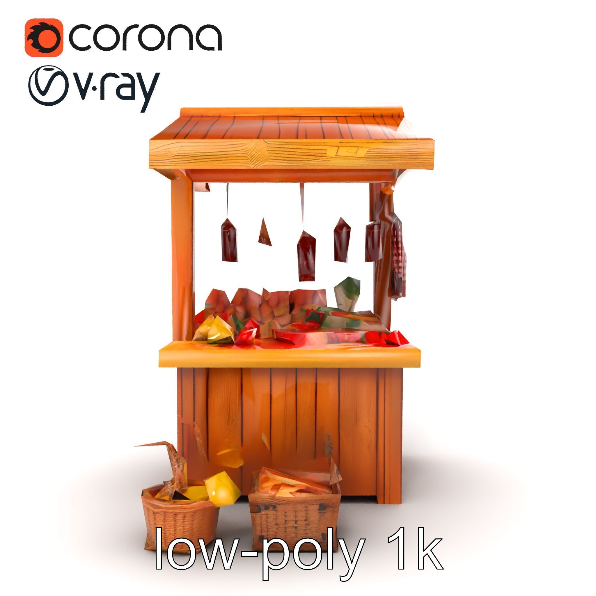 Rustic Bazaar Vendor Shelf Model Pack Low-poly 3D model_18