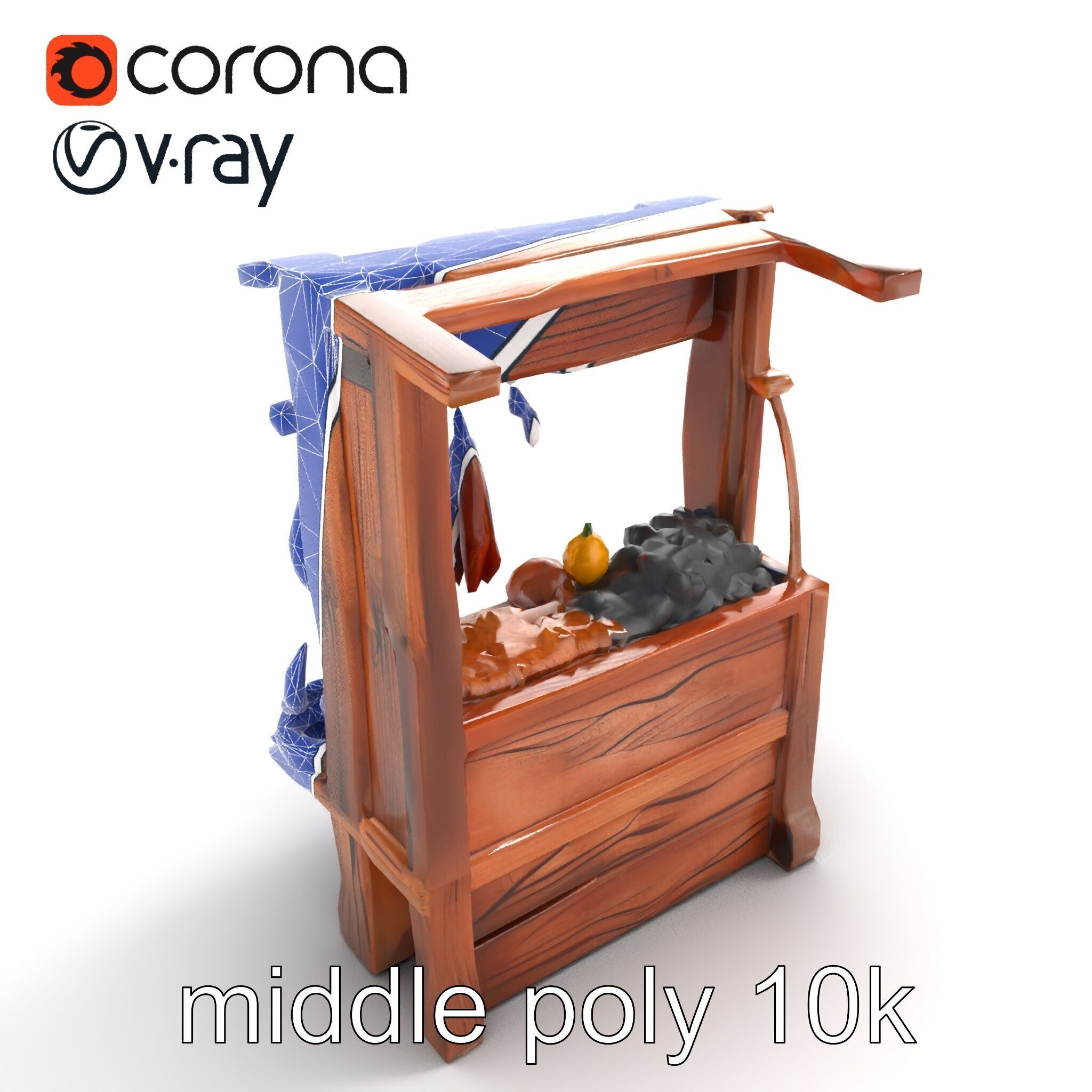 Rustic Bazaar Vendor Shelf Model Pack Low-poly 3D model_43