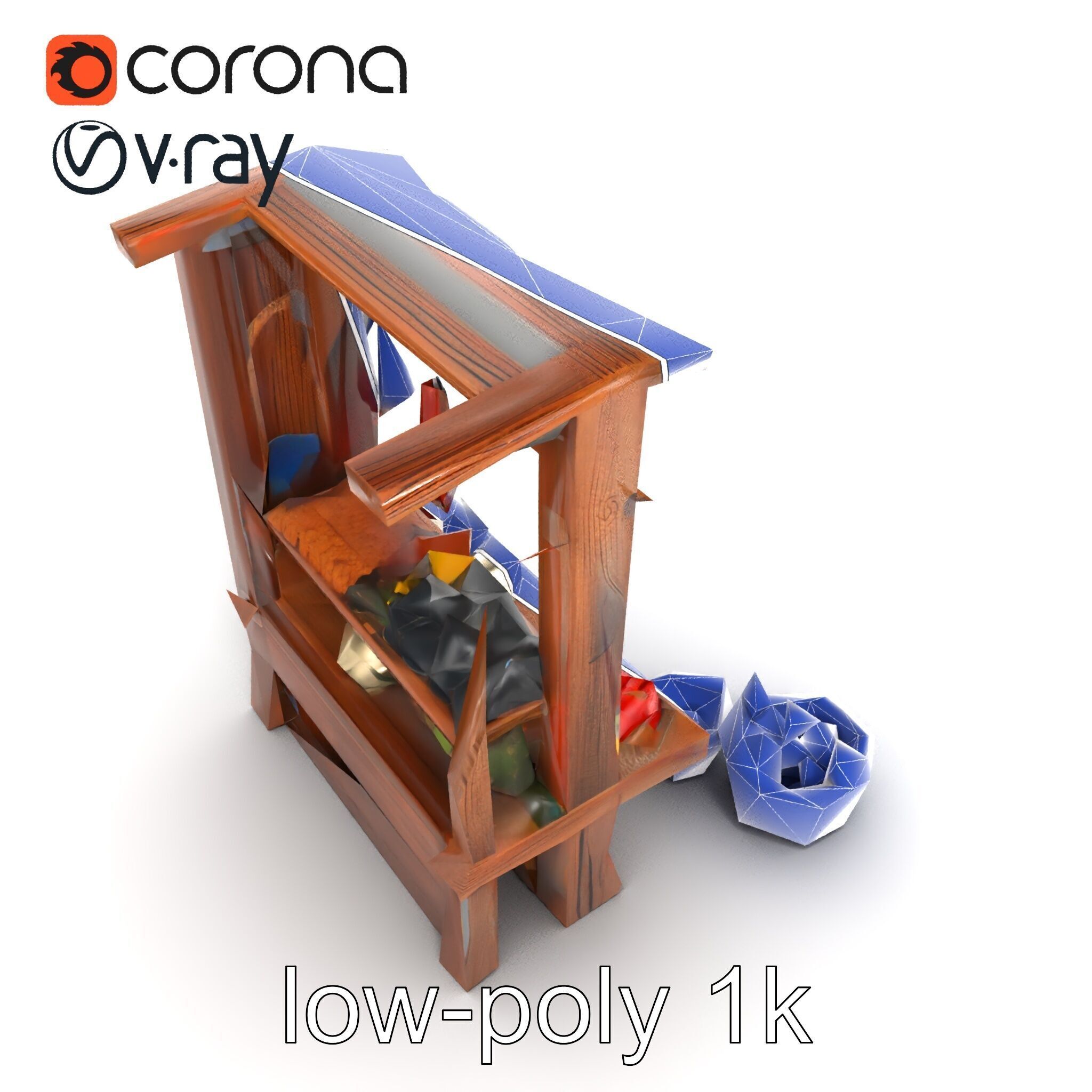 Rustic Bazaar Vendor Shelf Model Pack Low-poly 3D model_45