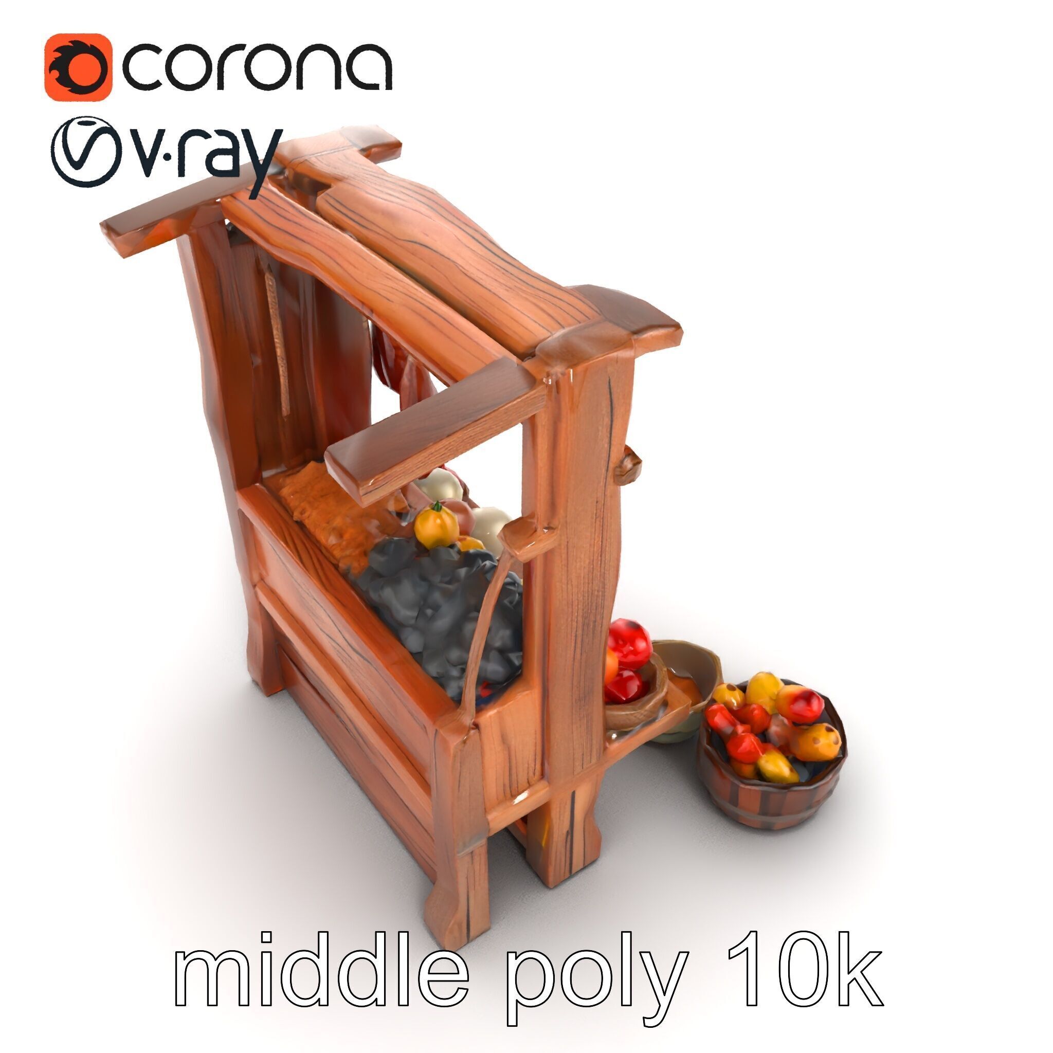 Rustic Bazaar Vendor Shelf Model Pack Low-poly 3D model_50