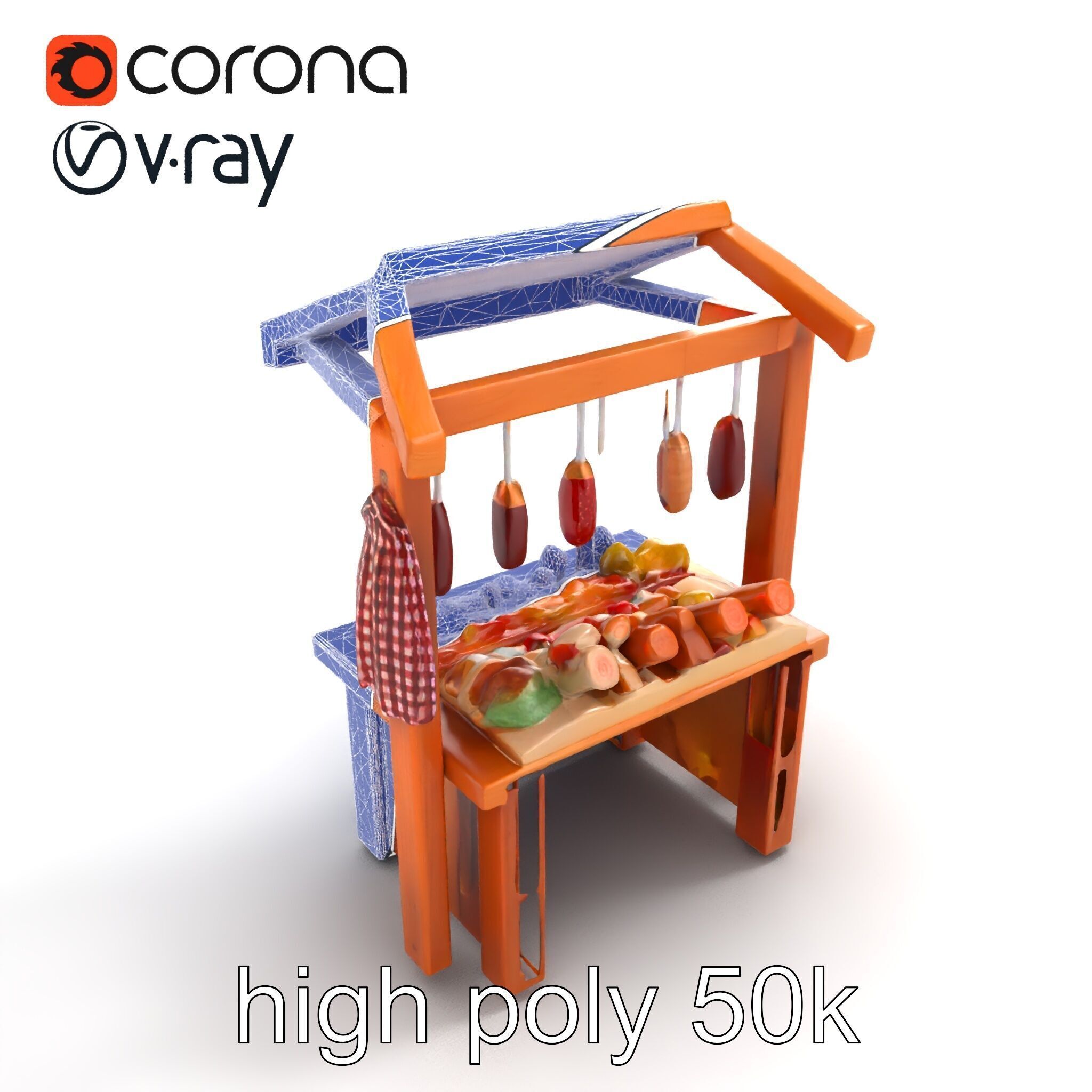 Rustic Bazaar Vendor Shelf Model Pack Low-poly 3D model_14