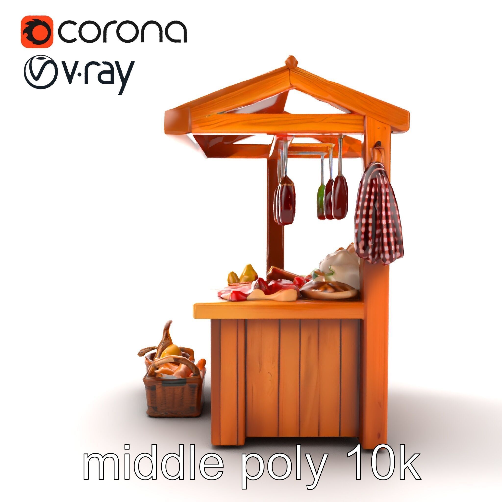 Rustic Bazaar Vendor Shelf Model Pack Low-poly 3D model_19