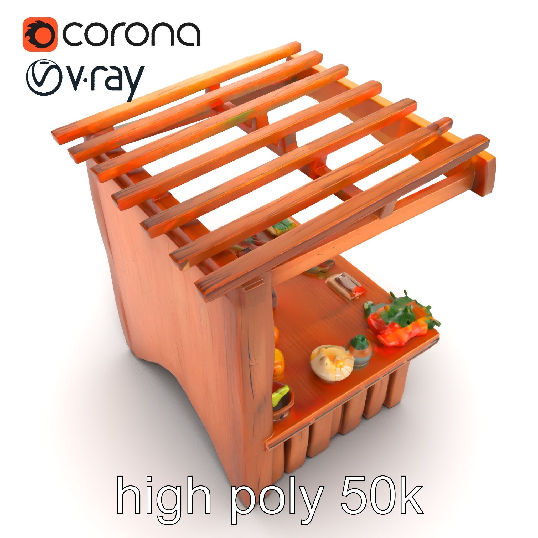 Farm Market Stall with Produce model pack Low-poly 3D model_31