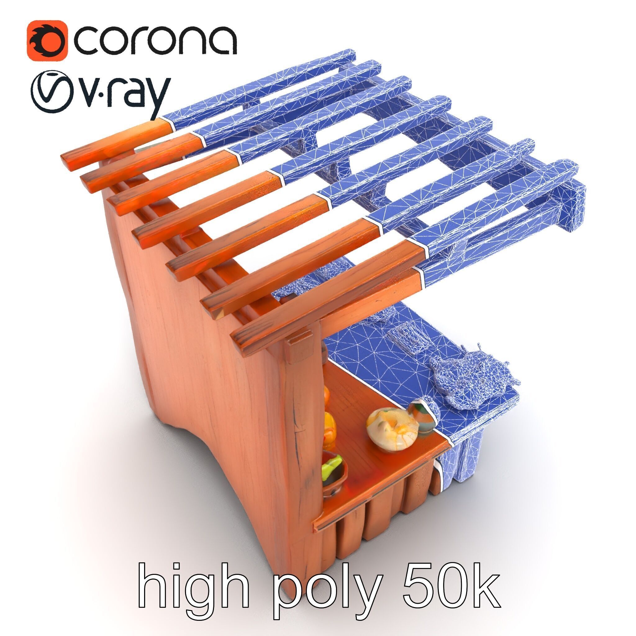 Farm Market Stall with Produce model pack Low-poly 3D model_27