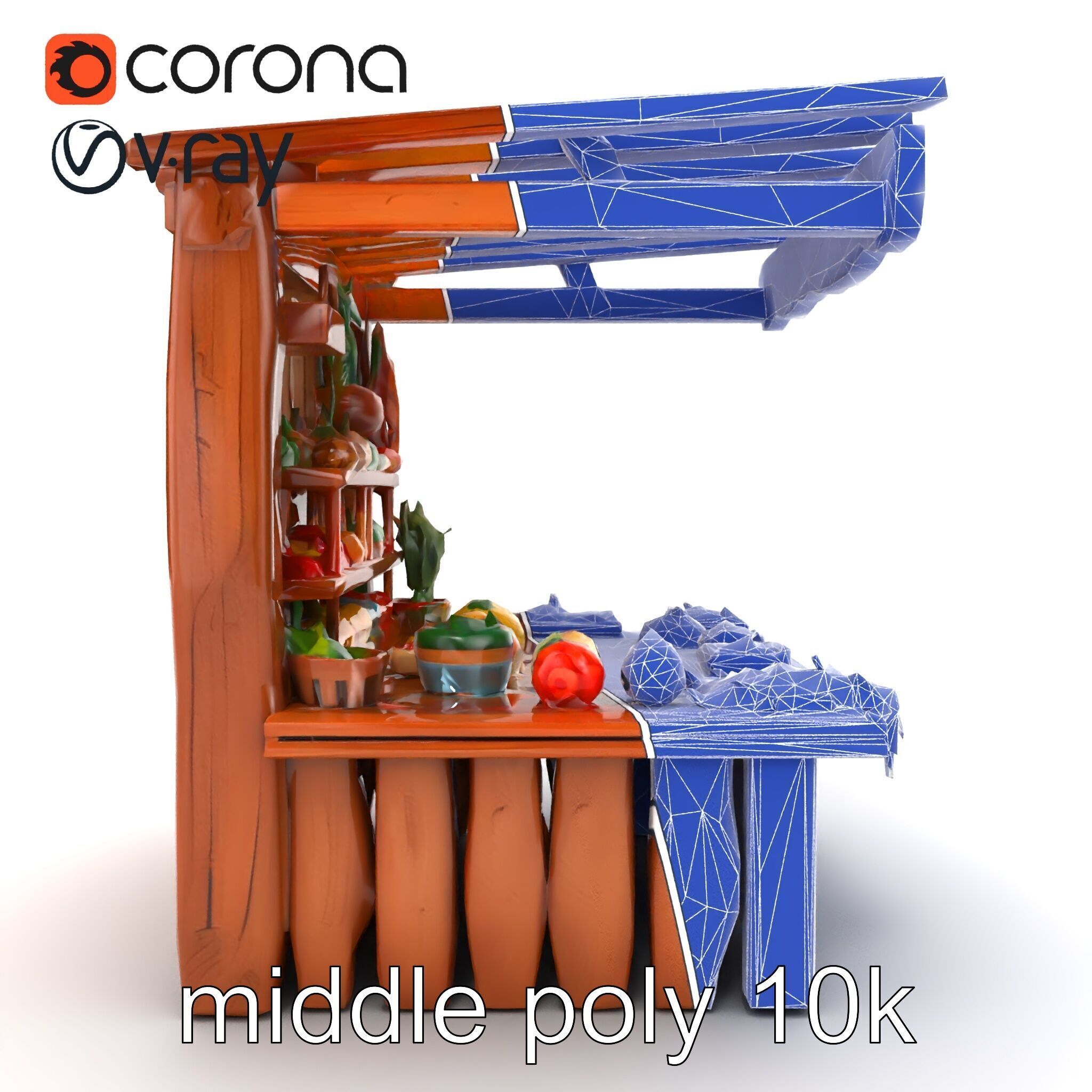 Farm Market Stall with Produce model pack Low-poly 3D model_28