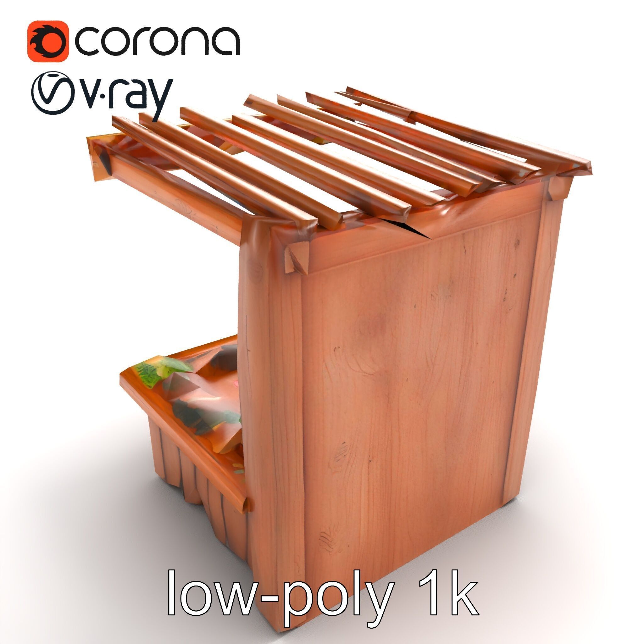 Farm Market Stall with Produce model pack Low-poly 3D model_9