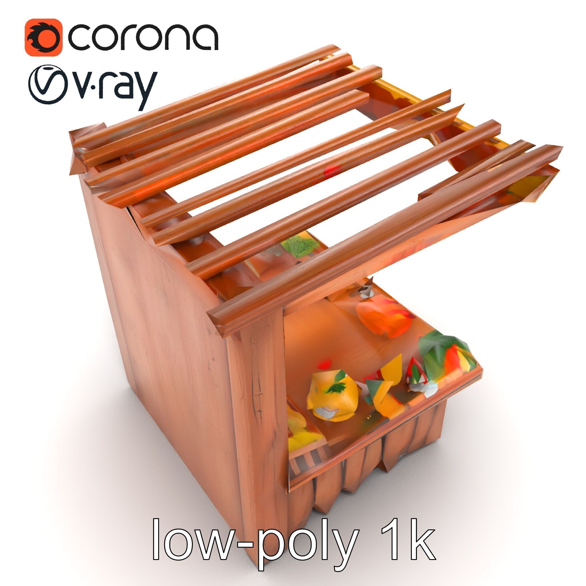 Farm Market Stall with Produce model pack Low-poly 3D model_21