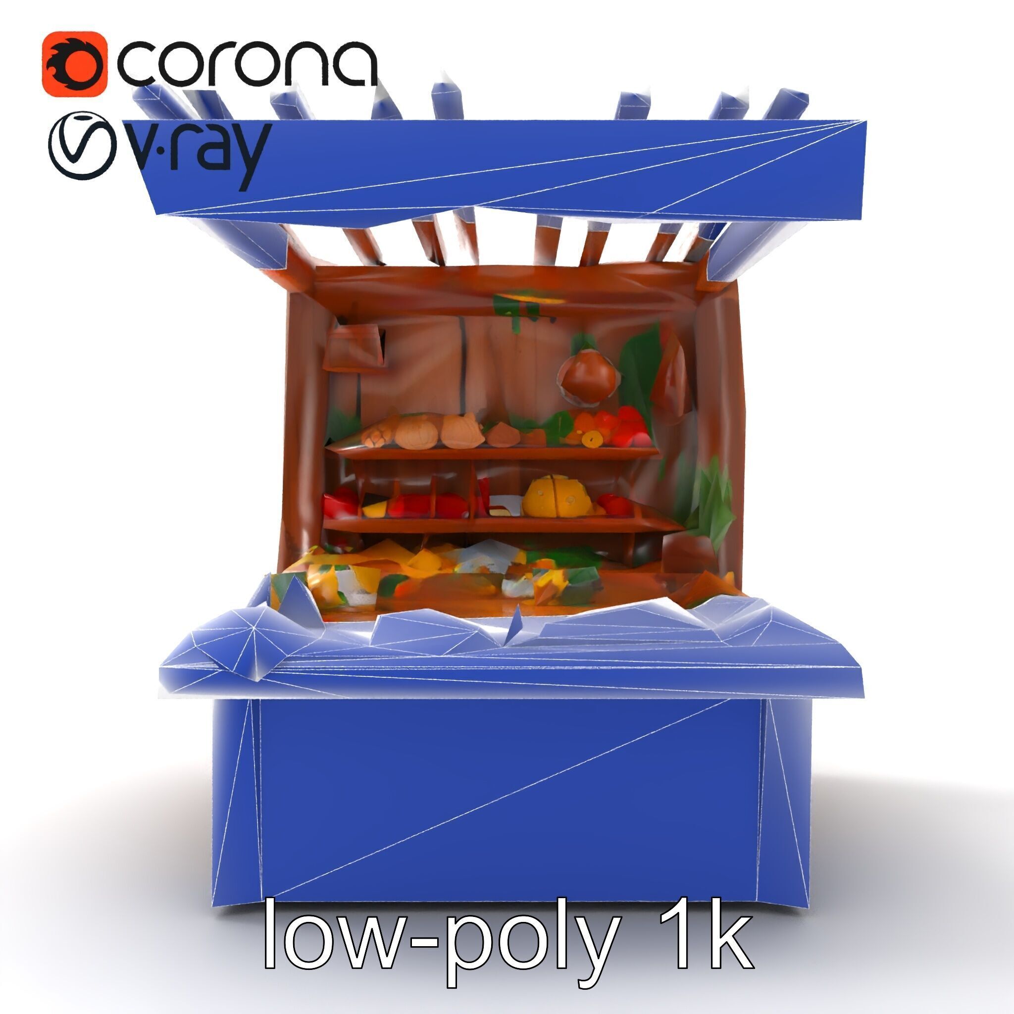 Farm Market Stall with Produce model pack Low-poly 3D model_14