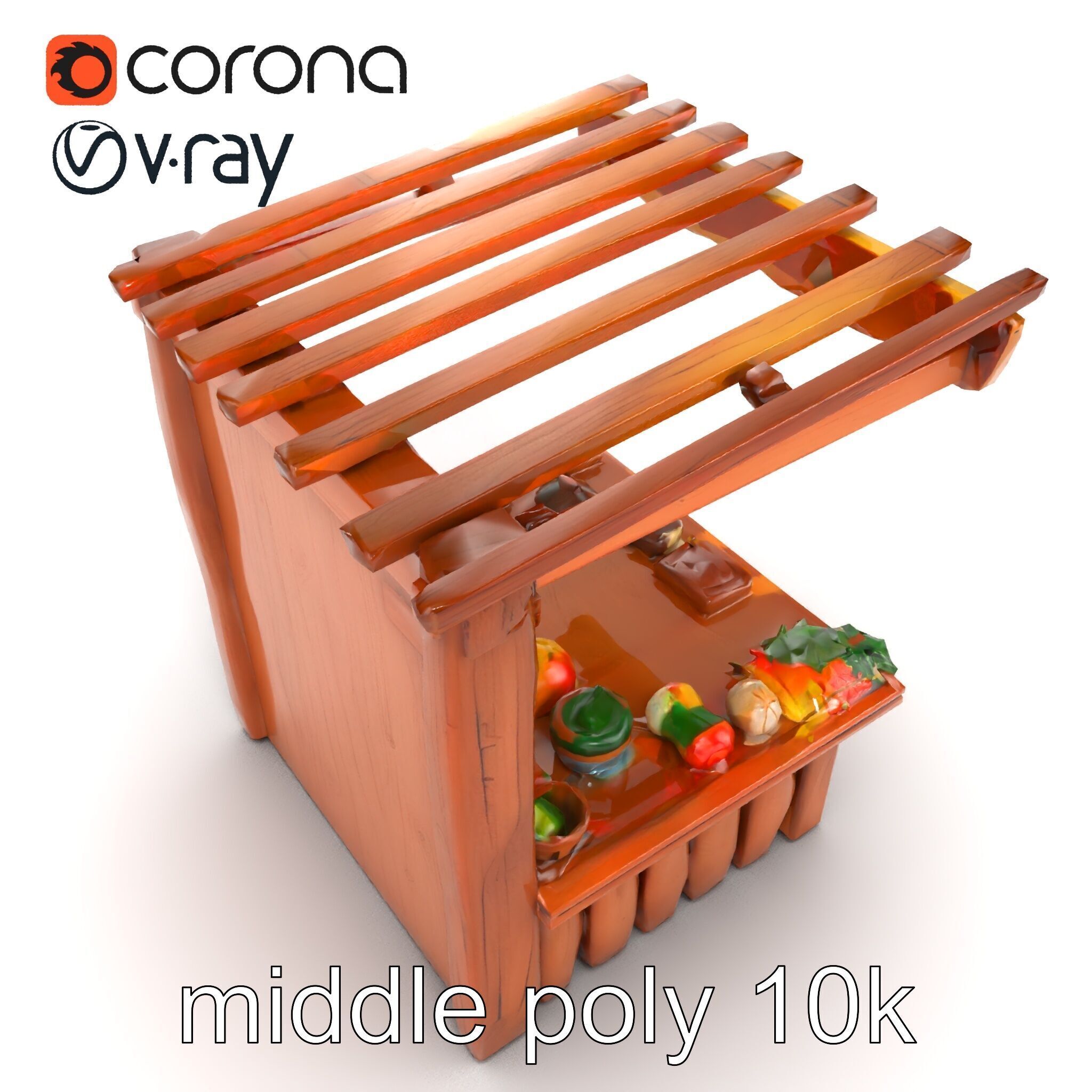 Farm Market Stall with Produce model pack Low-poly 3D model_12