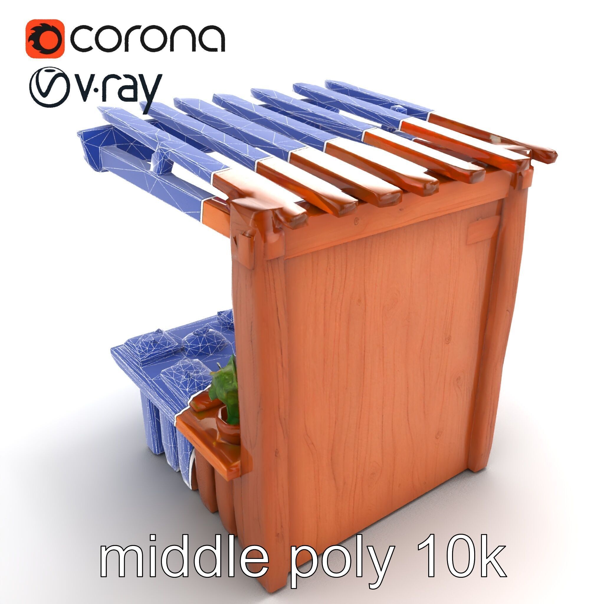 Farm Market Stall with Produce model pack Low-poly 3D model_25