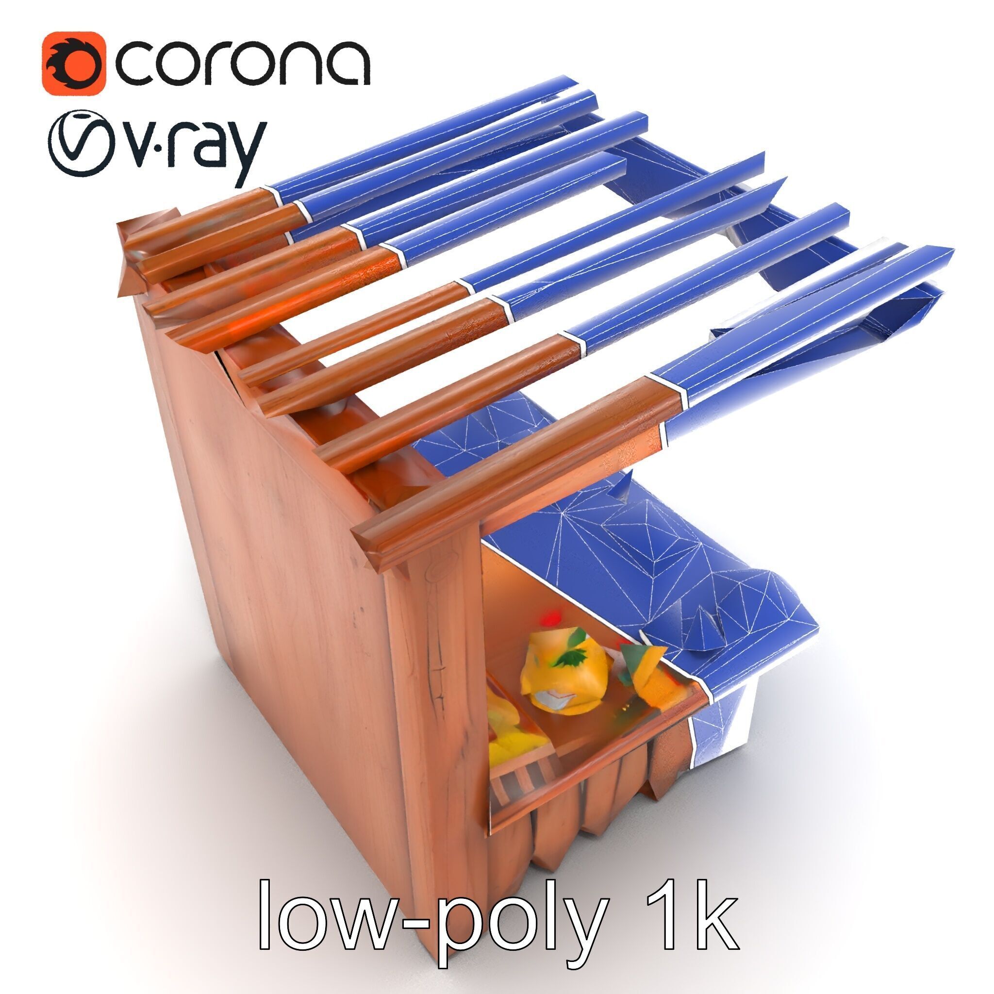 Farm Market Stall with Produce model pack Low-poly 3D model_20