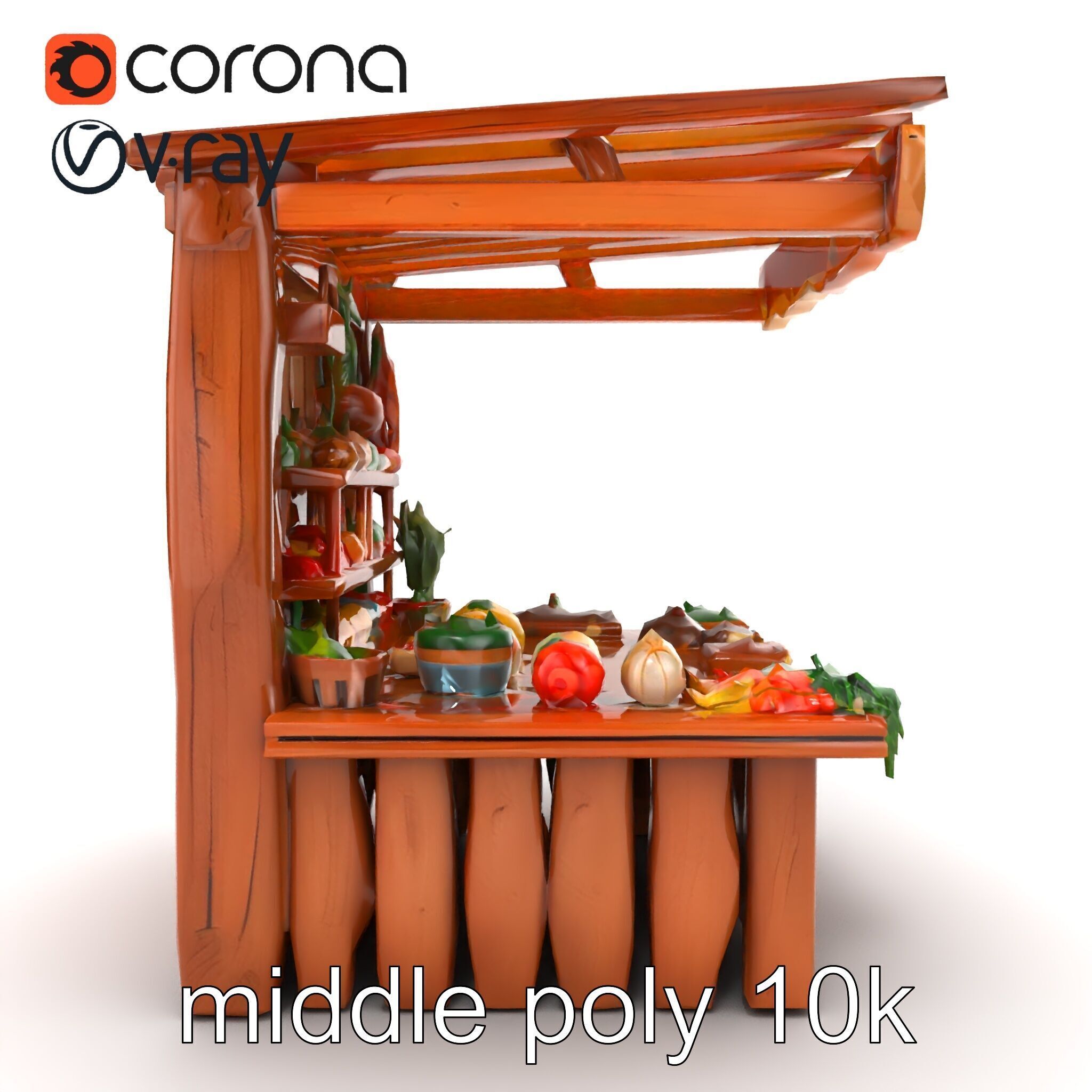 Farm Market Stall with Produce model pack Low-poly 3D model_24