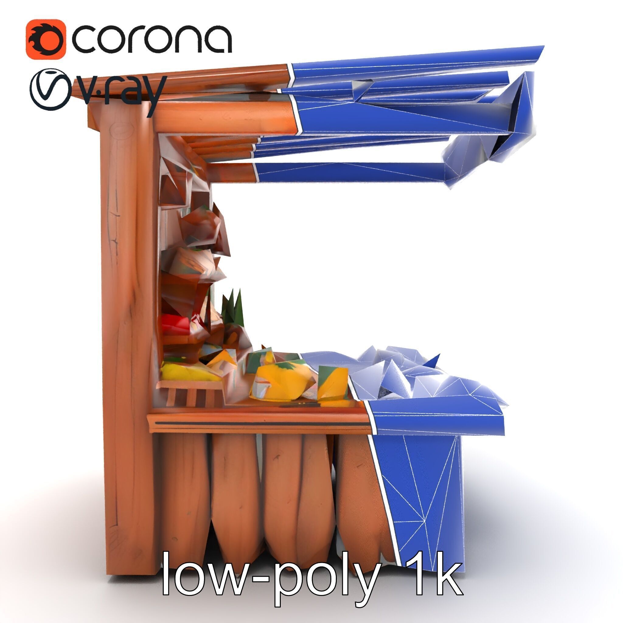 Farm Market Stall with Produce model pack Low-poly 3D model_17