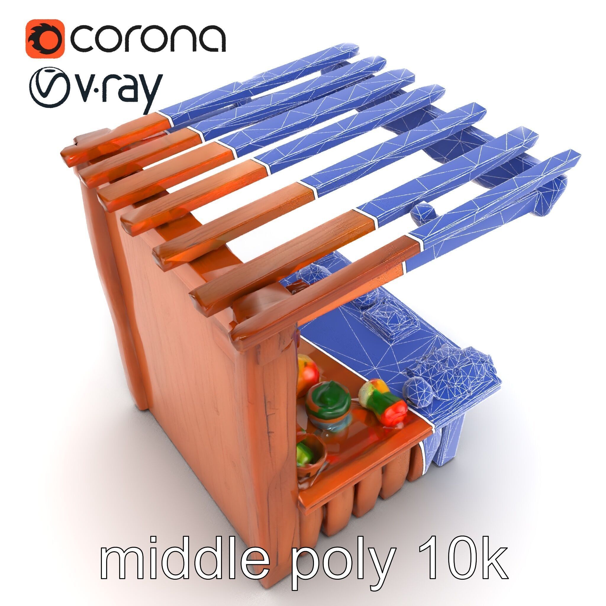 Farm Market Stall with Produce model pack Low-poly 3D model_13