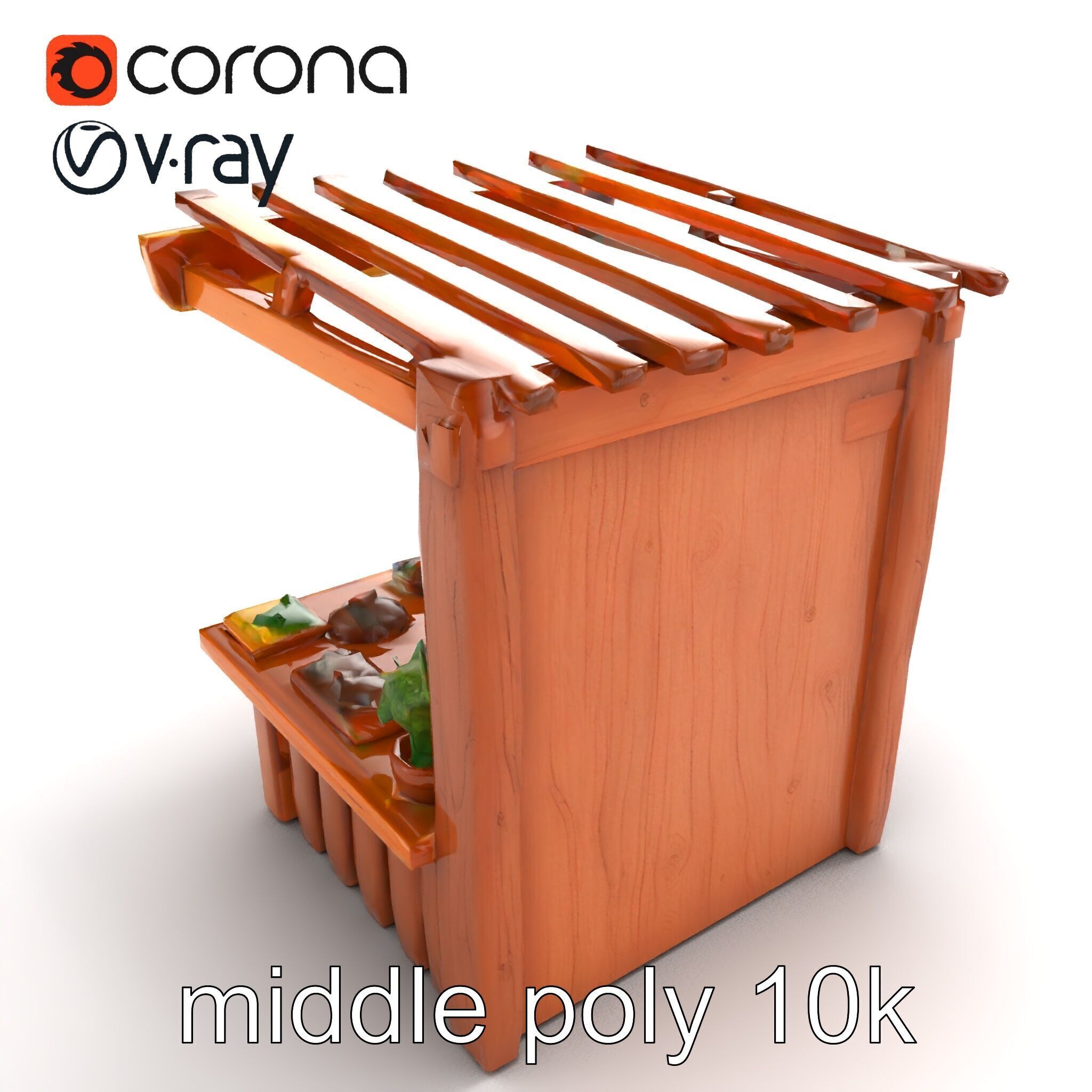 Farm Market Stall with Produce model pack Low-poly 3D model_8