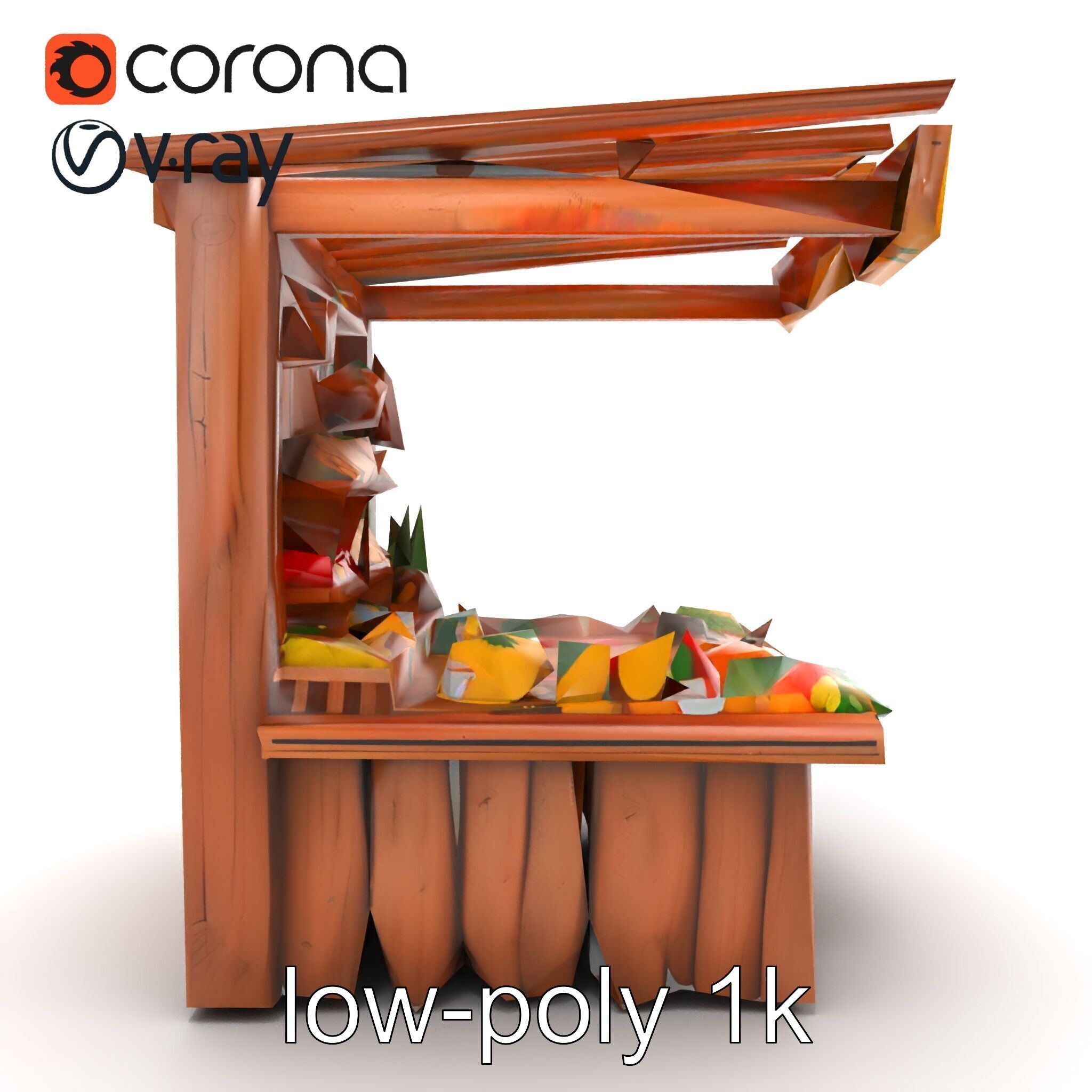 Farm Market Stall with Produce model pack Low-poly 3D model_23