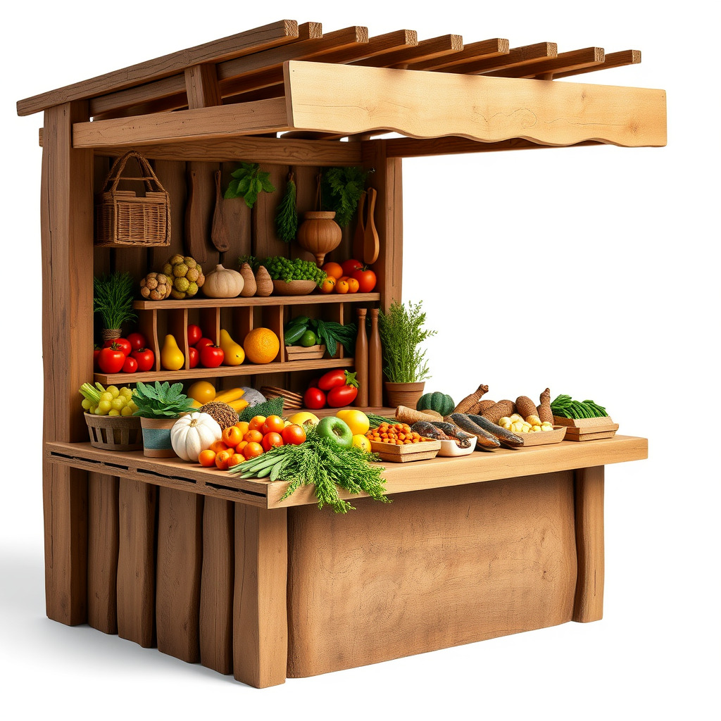 Farm Market Stall with Produce model pack Low-poly 3D model_4