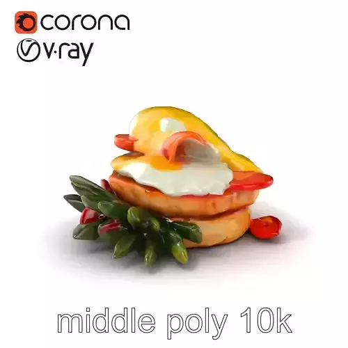Eggs Benedict Breakfast Dish 3D Model Pack Low-poly 3D model