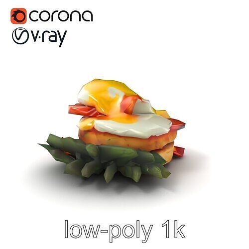 Eggs Benedict Breakfast Dish 3D Model Pack Low-poly 3D model 5