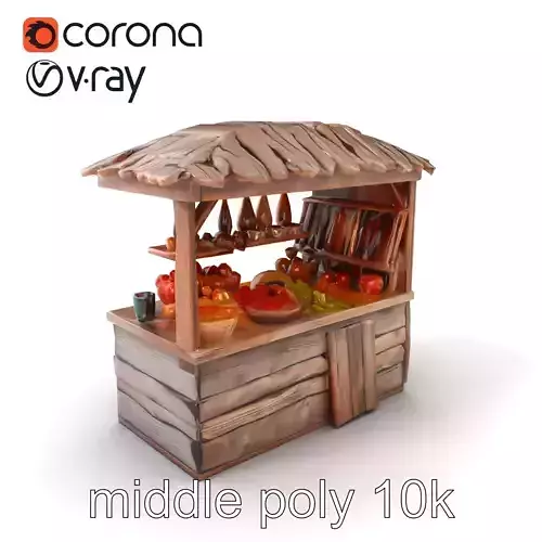 Old-World Farm Shop Stall Model Pack Low-poly 3D model