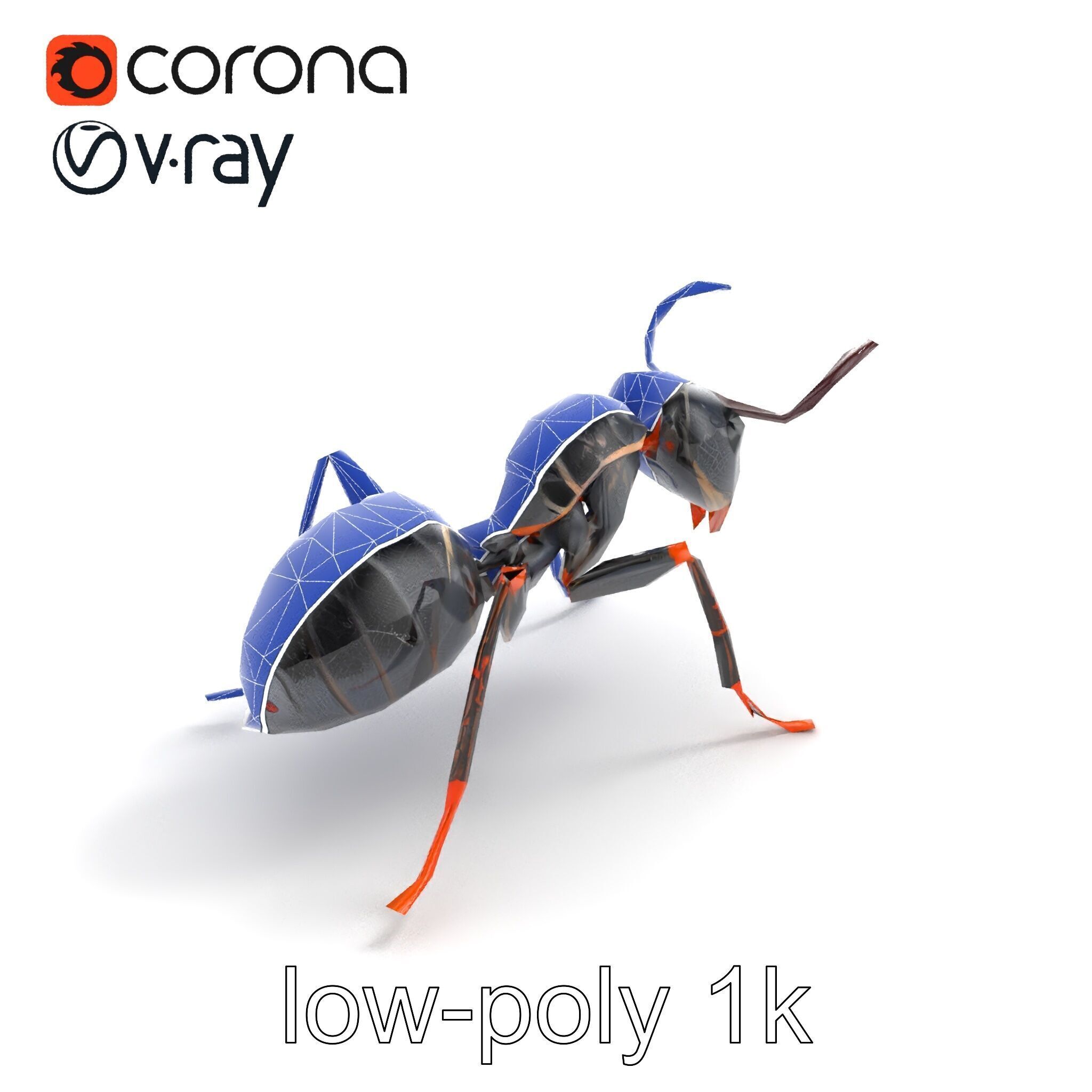 Gray-Black Mountain Ant Detailed Sculpture model pack Low-poly 3D model_23