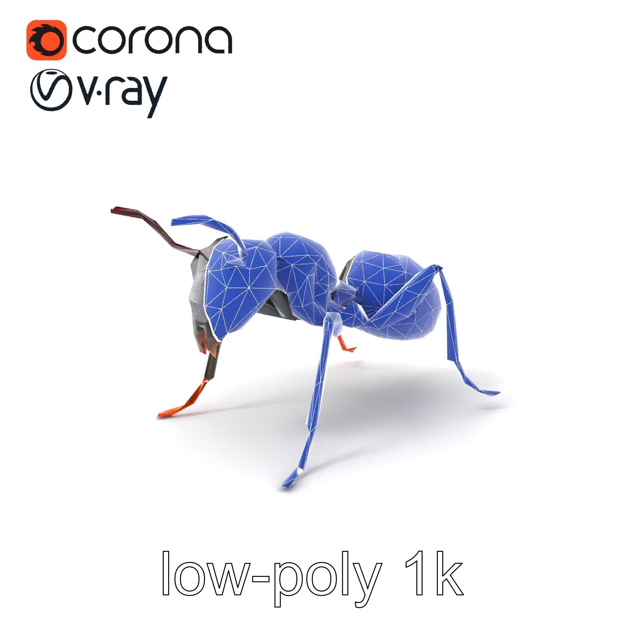 Gray-Black Mountain Ant Detailed Sculpture model pack Low-poly 3D model_6