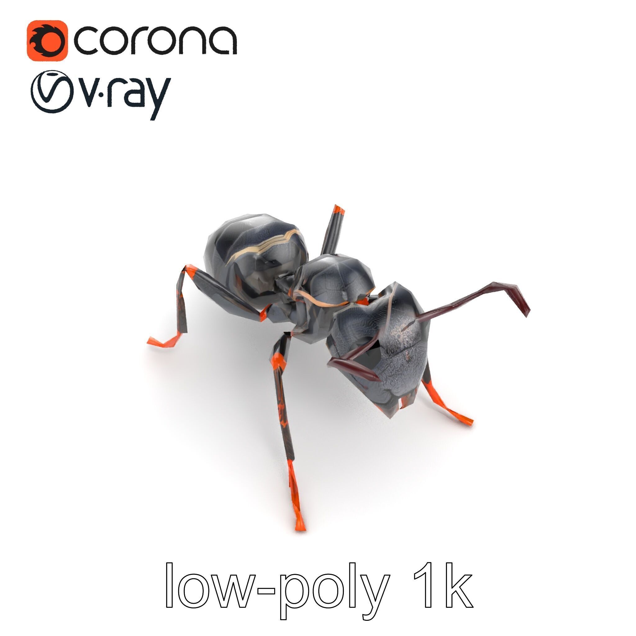 Gray-Black Mountain Ant Detailed Sculpture model pack Low-poly 3D model_21