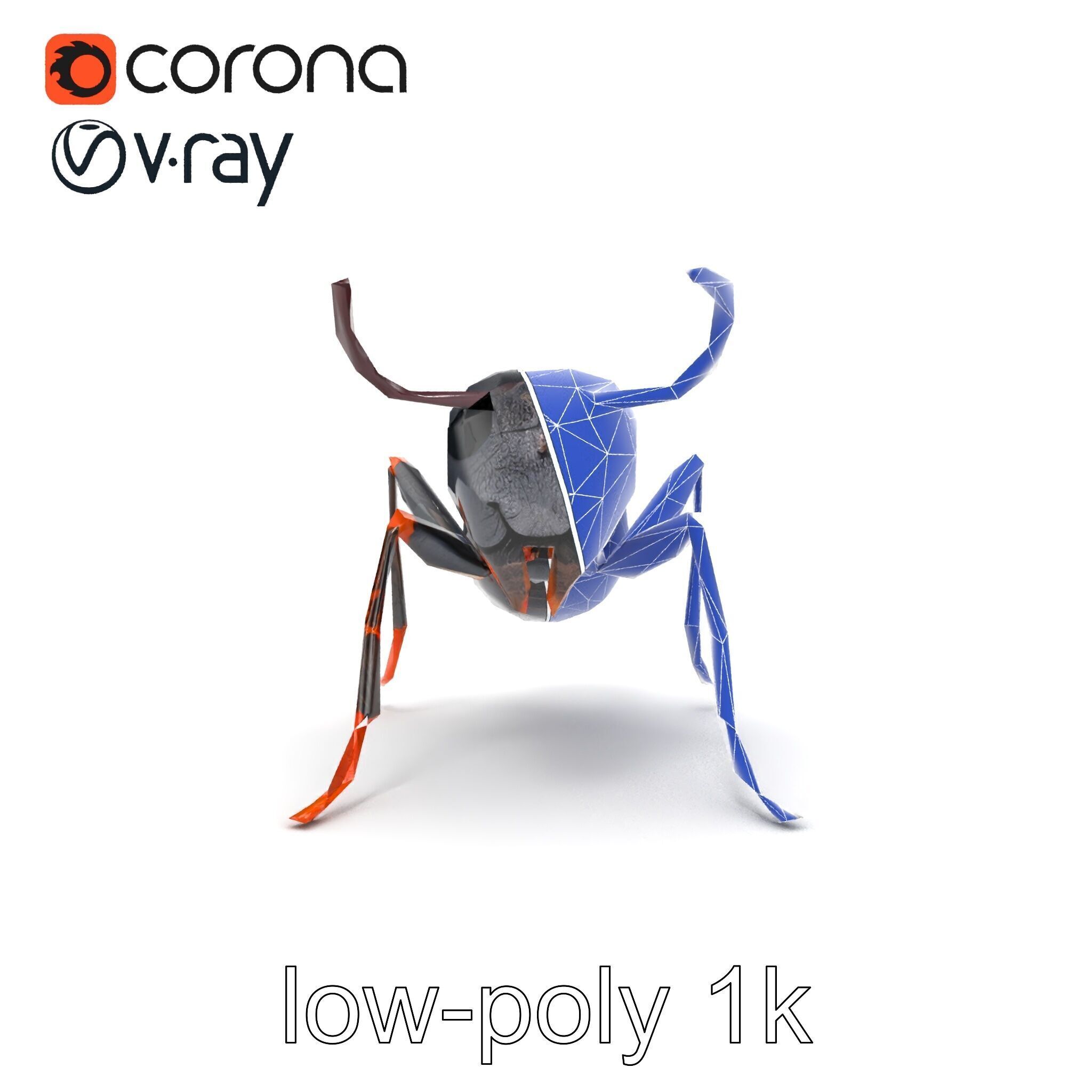Gray-Black Mountain Ant Detailed Sculpture model pack Low-poly 3D model_14
