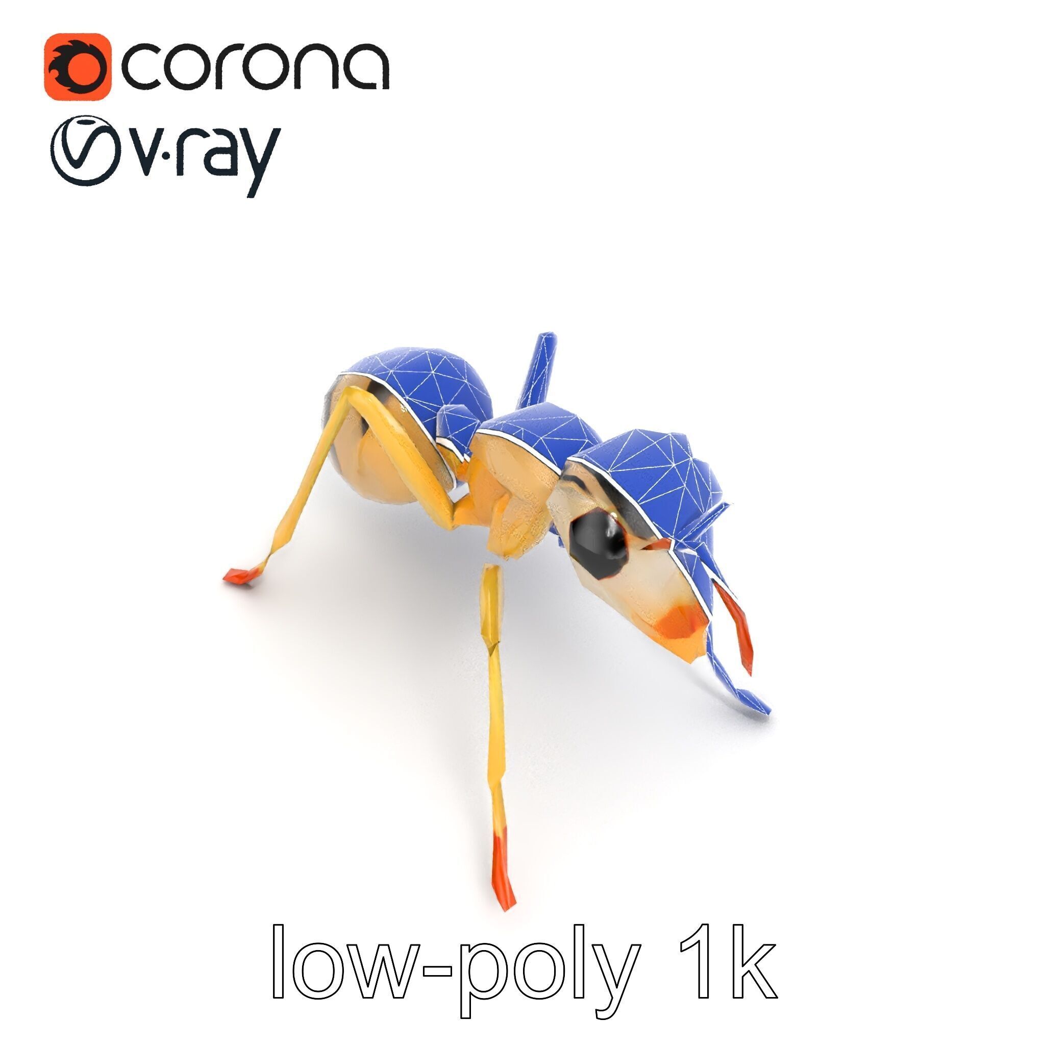 Crystal White Sugar Ant Model Pack Low-poly 3D model_25