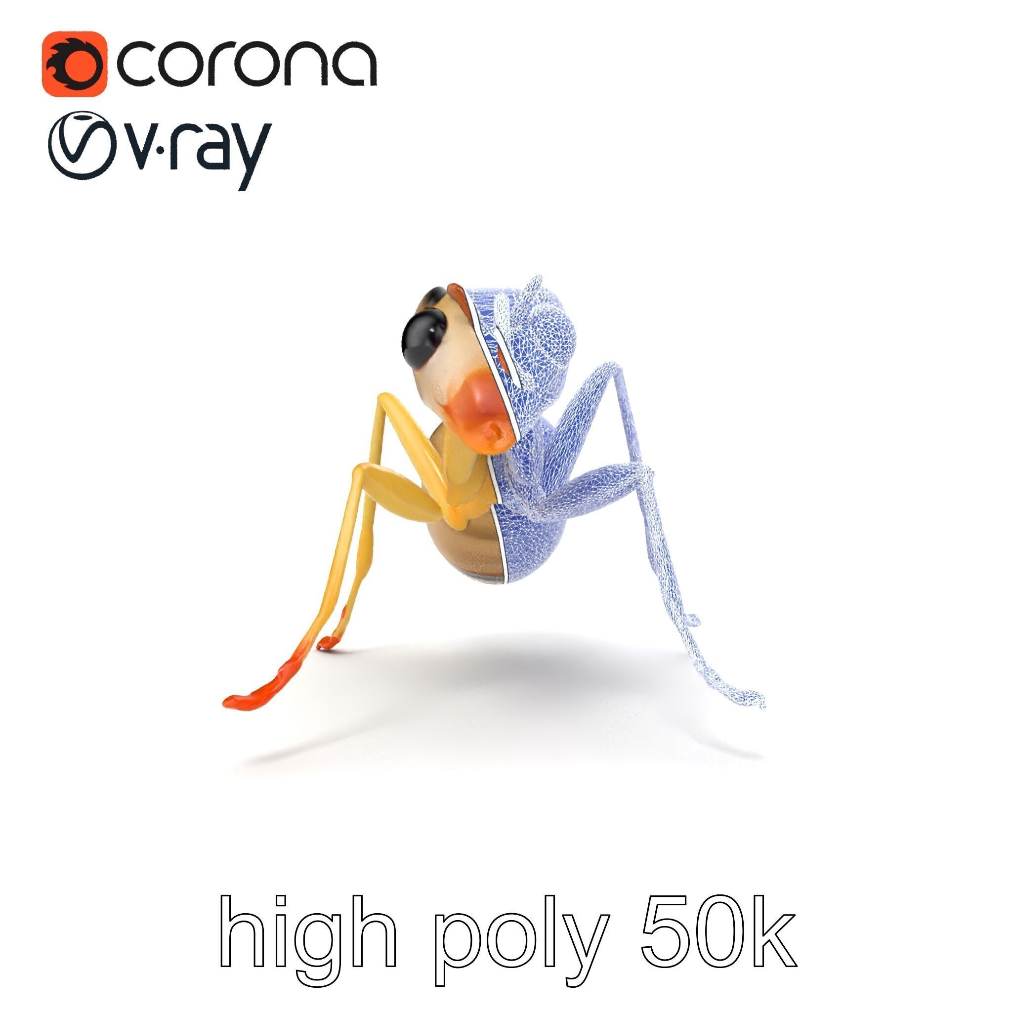 Crystal White Sugar Ant Model Pack Low-poly 3D model_15