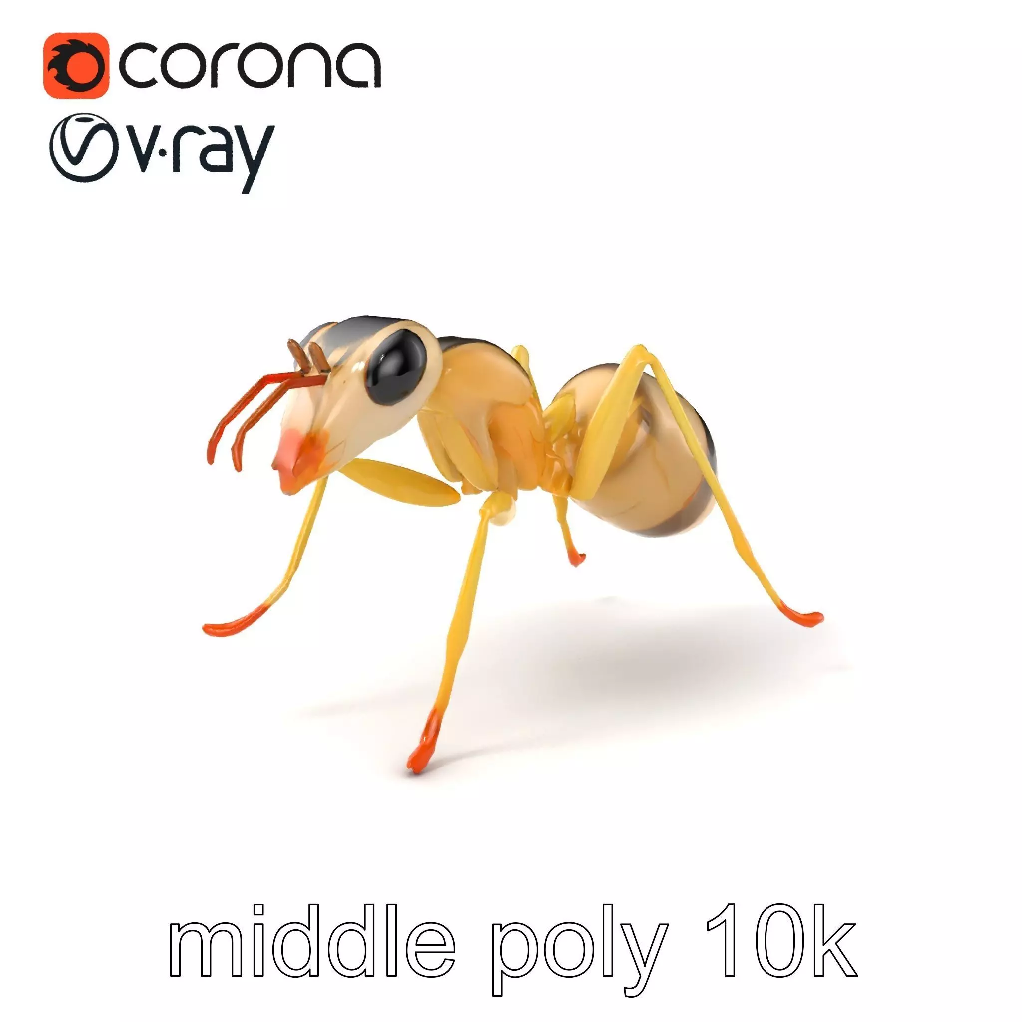 Crystal White Sugar Ant Model Pack Low-poly 3D model_0