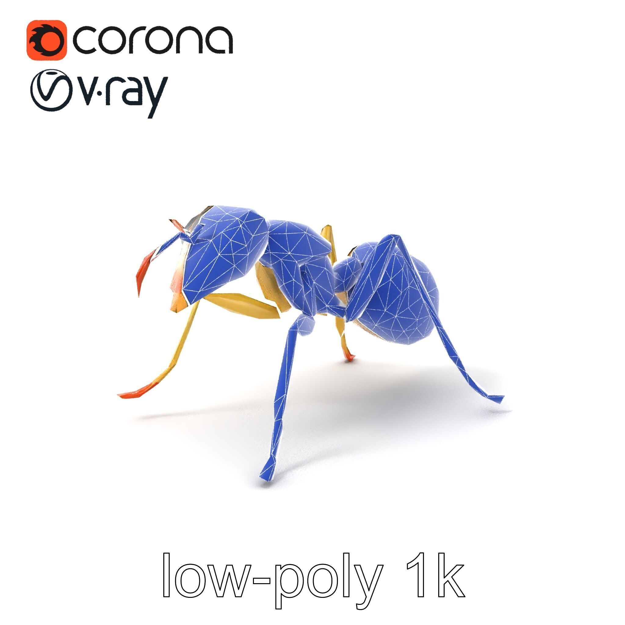 Crystal White Sugar Ant Model Pack Low-poly 3D model_7